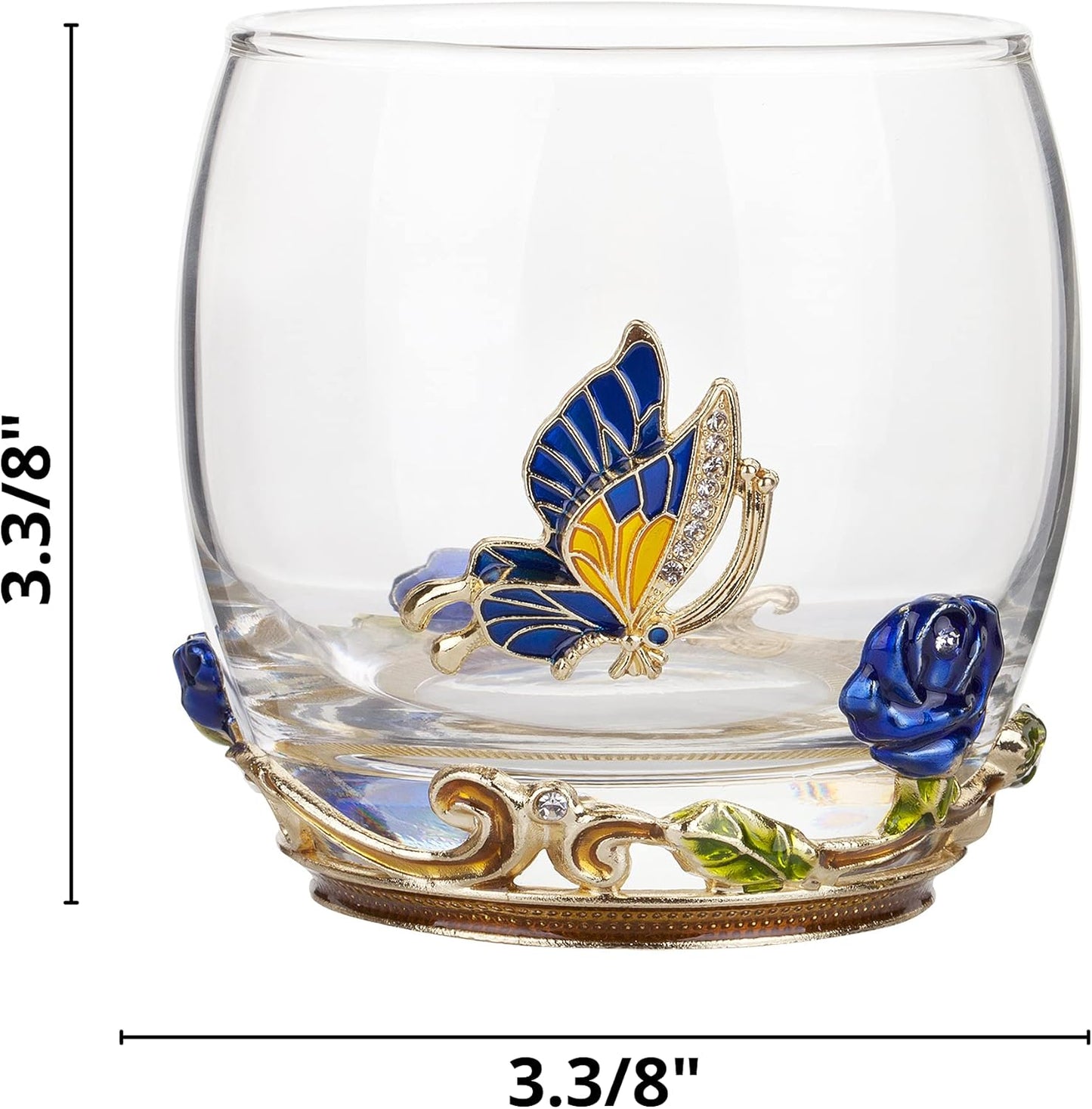 BTaT- Floral Stemless Wine Glasses, 10 oz, Set of 2