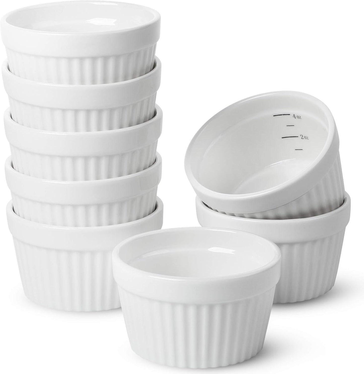 BTaT- Ramekins, 4 oz, Set of 8, Creme Brulee Ramekins, Ramekins 4 oz