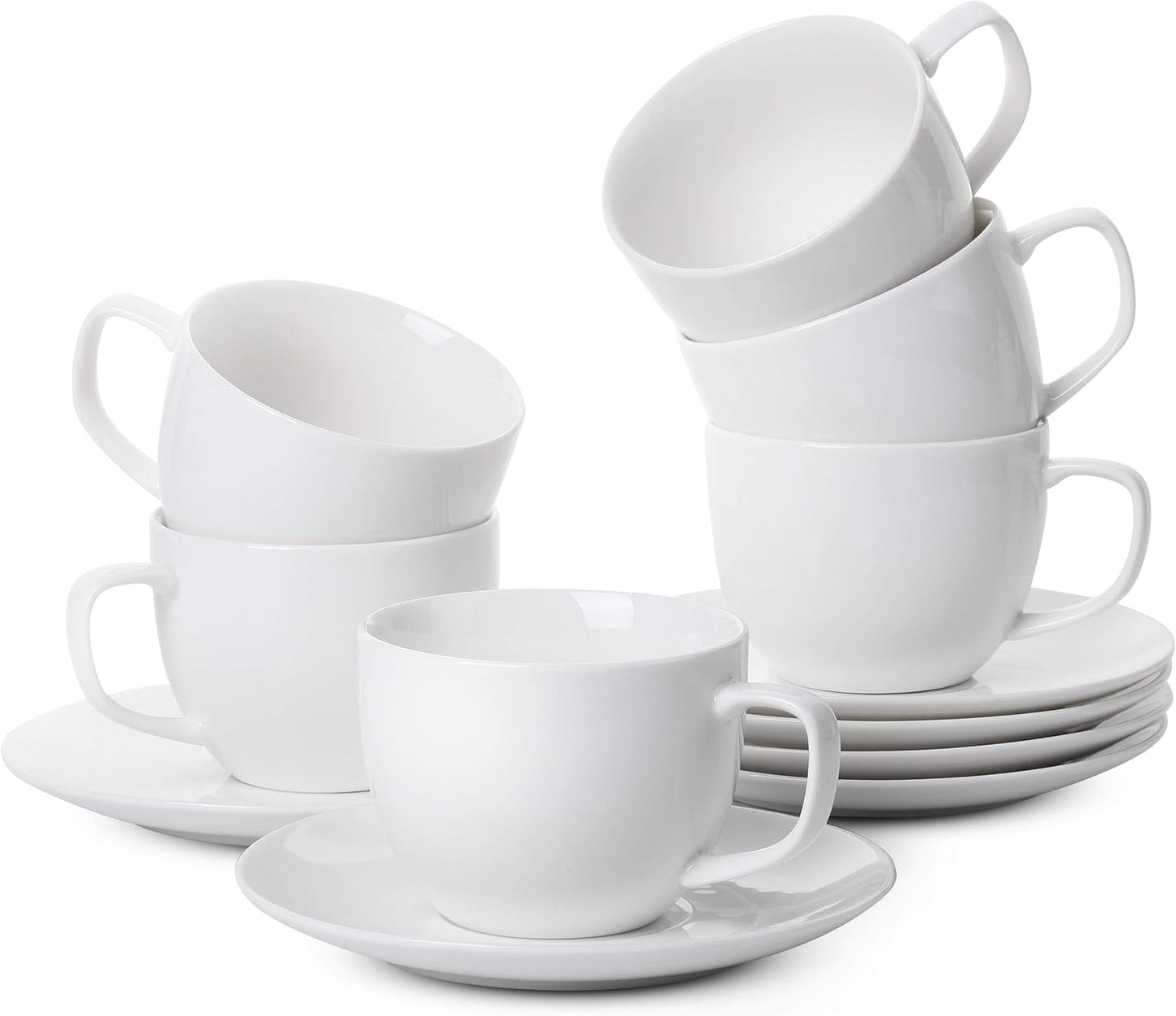 BTaT- Tea Cups, Tea Cups and Saucers Set of 6, 7oz