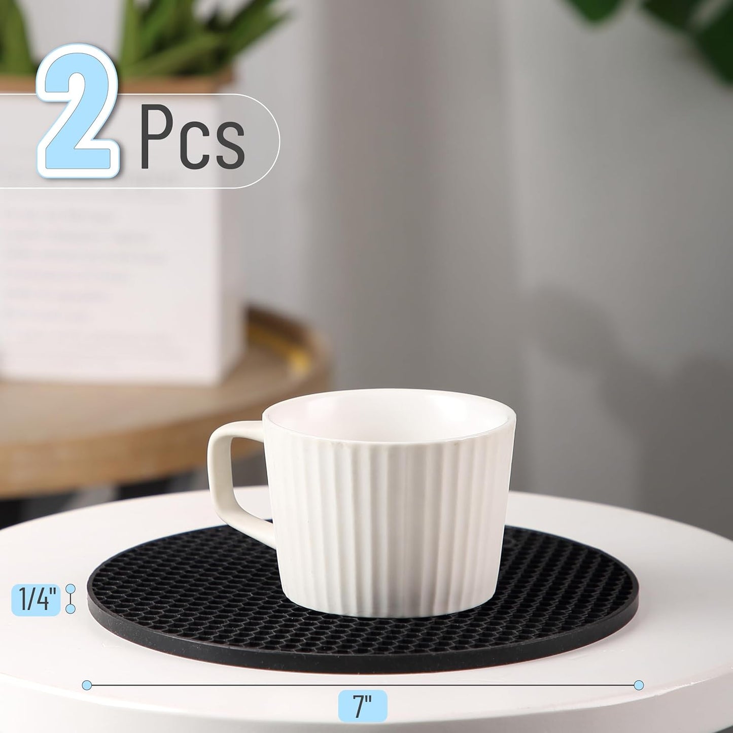 BTaT- Silicone Trivet Mats, 2 Pack, Black, Round Silicone Trivet, Silicone Hot Pads for Kitchen