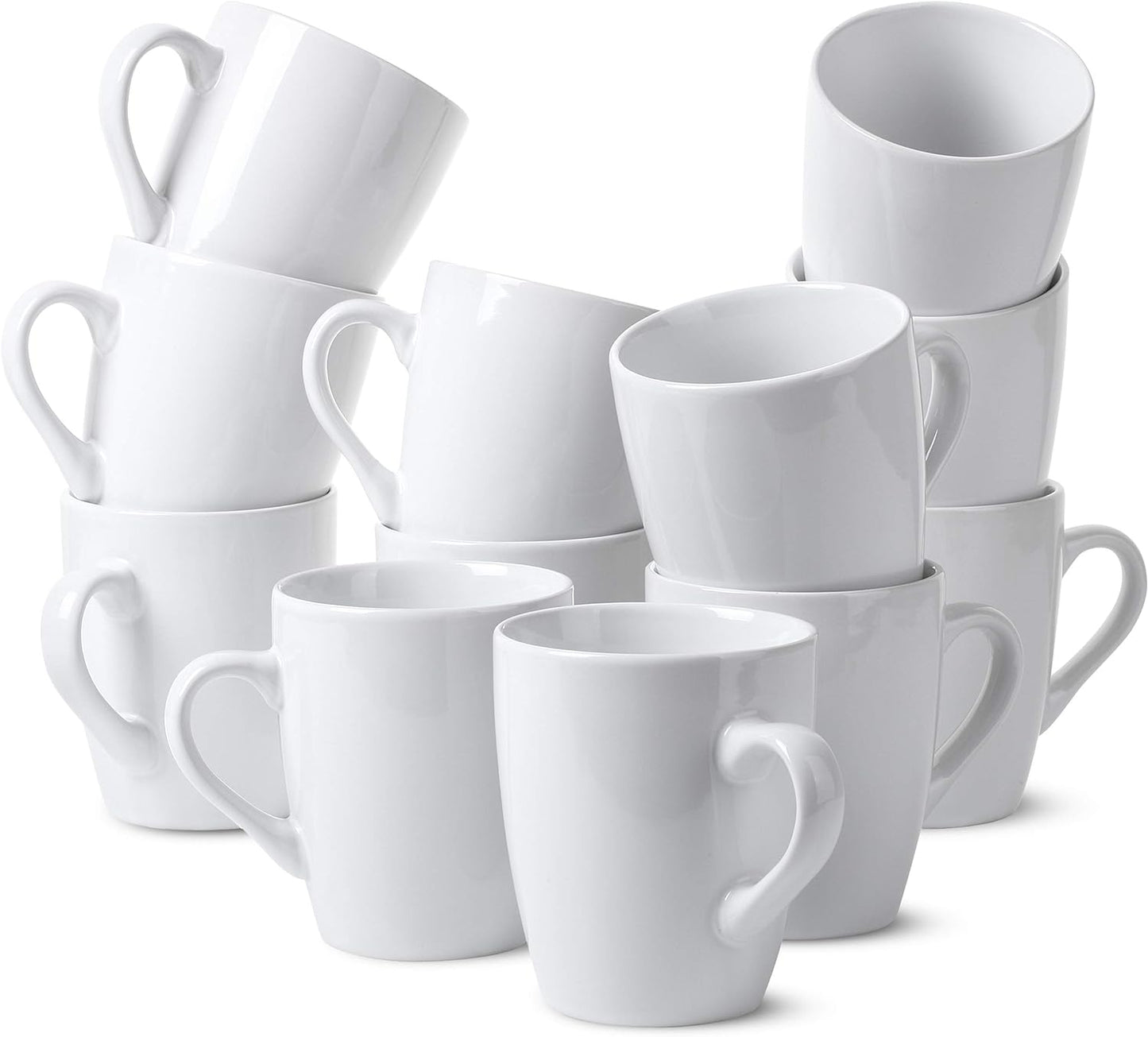 BTaT- White Coffee Mugs, Set of 12, 12oz, Coffee Mug Set, Christmas Coffee Mugs