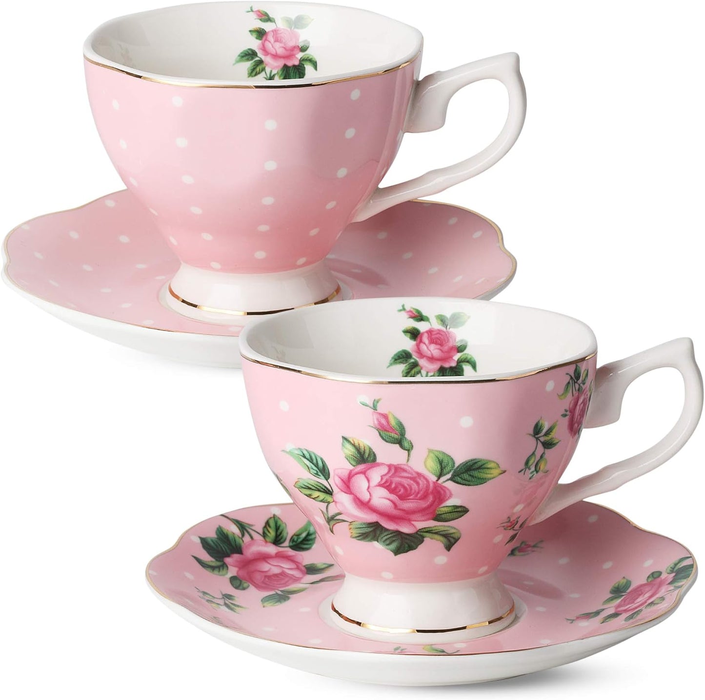 BTaT- Floral Tea Set, Tea cups (8oz), Tea Pot (38oz)