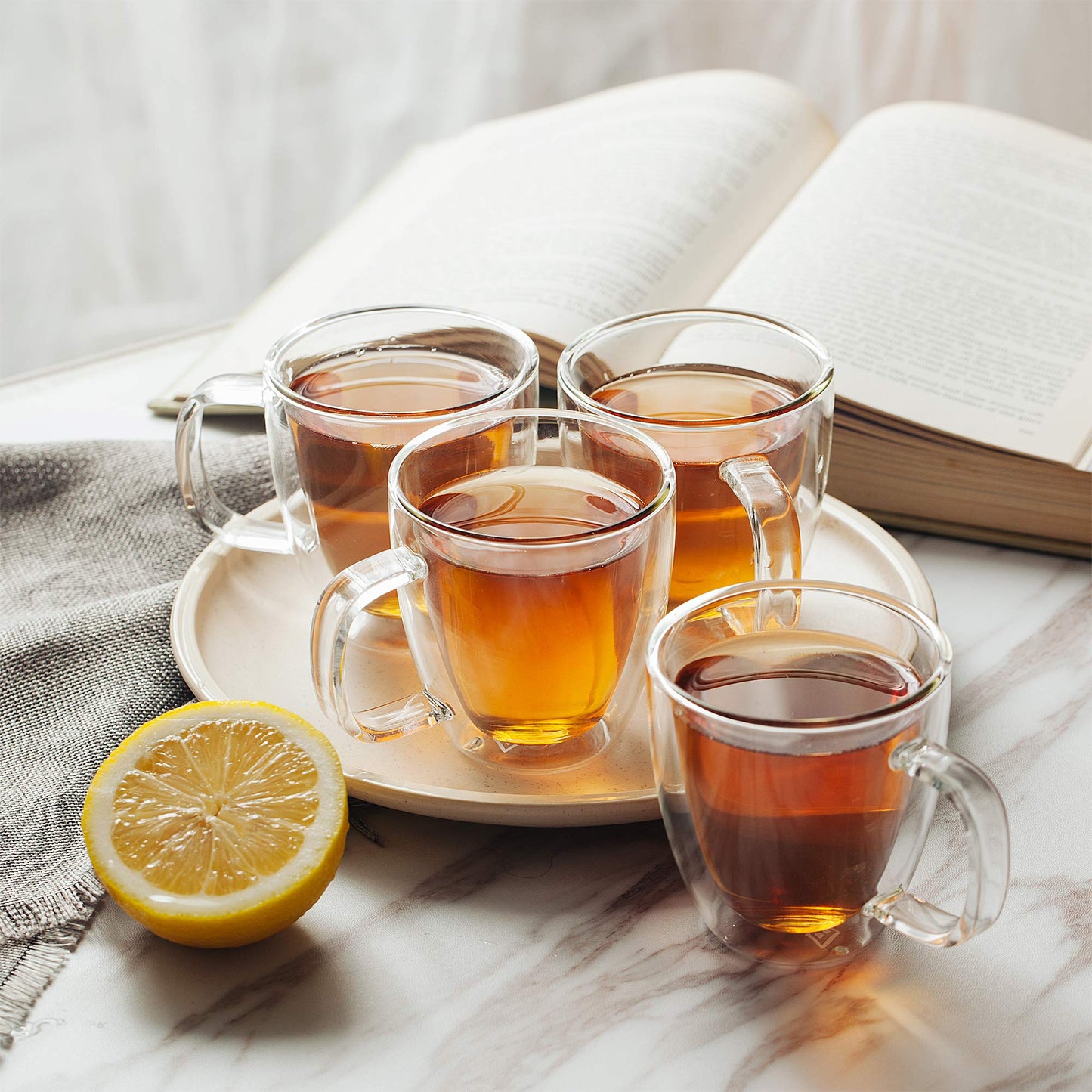 BTaT- Small Espresso Cups, Demitasse Cups, Set of 6 (2.0 oz, 60 ml), Glass Coffee Mugs, Double Wall Glass Cups, Cappuccino Cups, Latte Cups, Clear Coffee Cup, Tea Glass