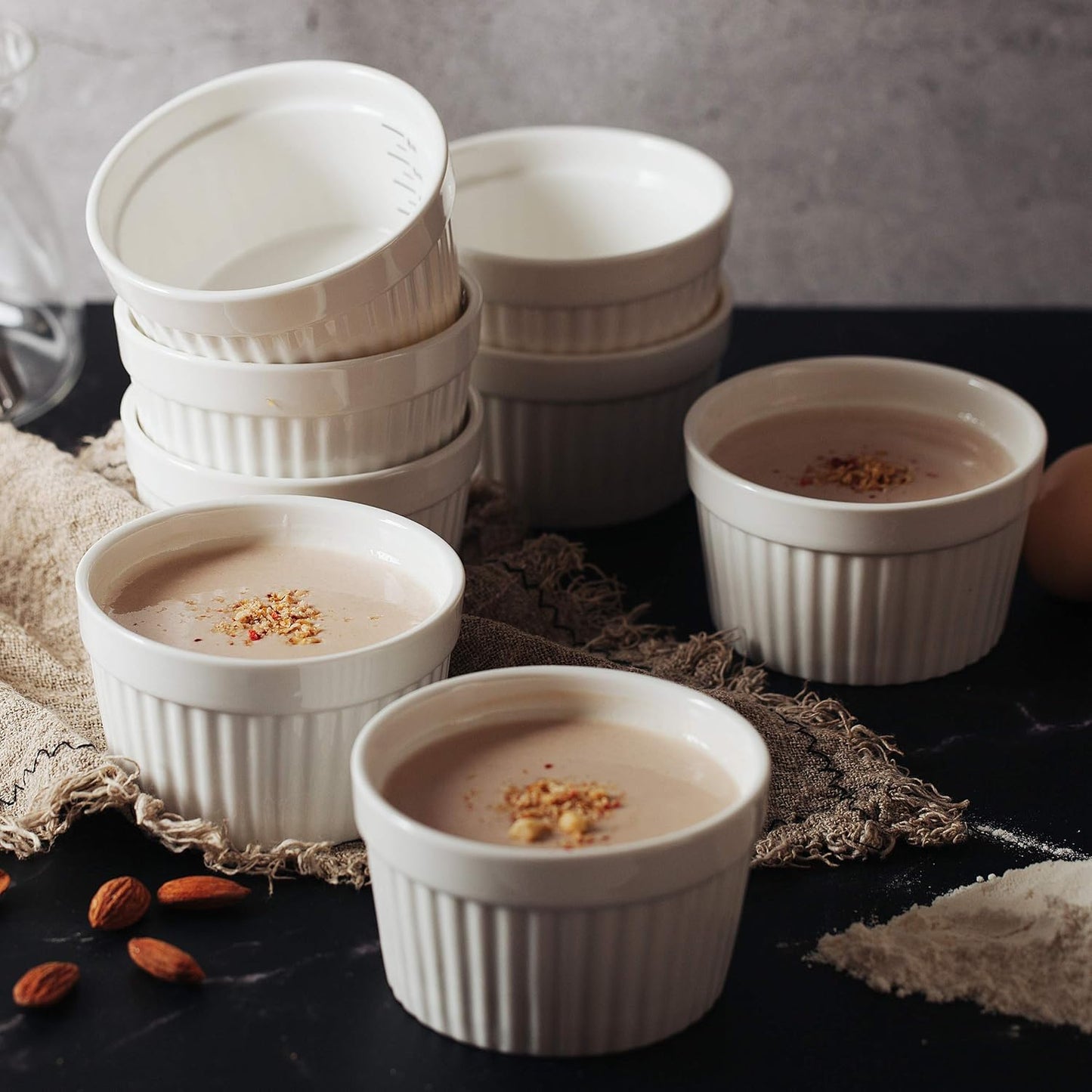BTaT- Ramekins, 8 oz, Set of 8, Ramekins for Baking, Ramekin with Measurement Markings