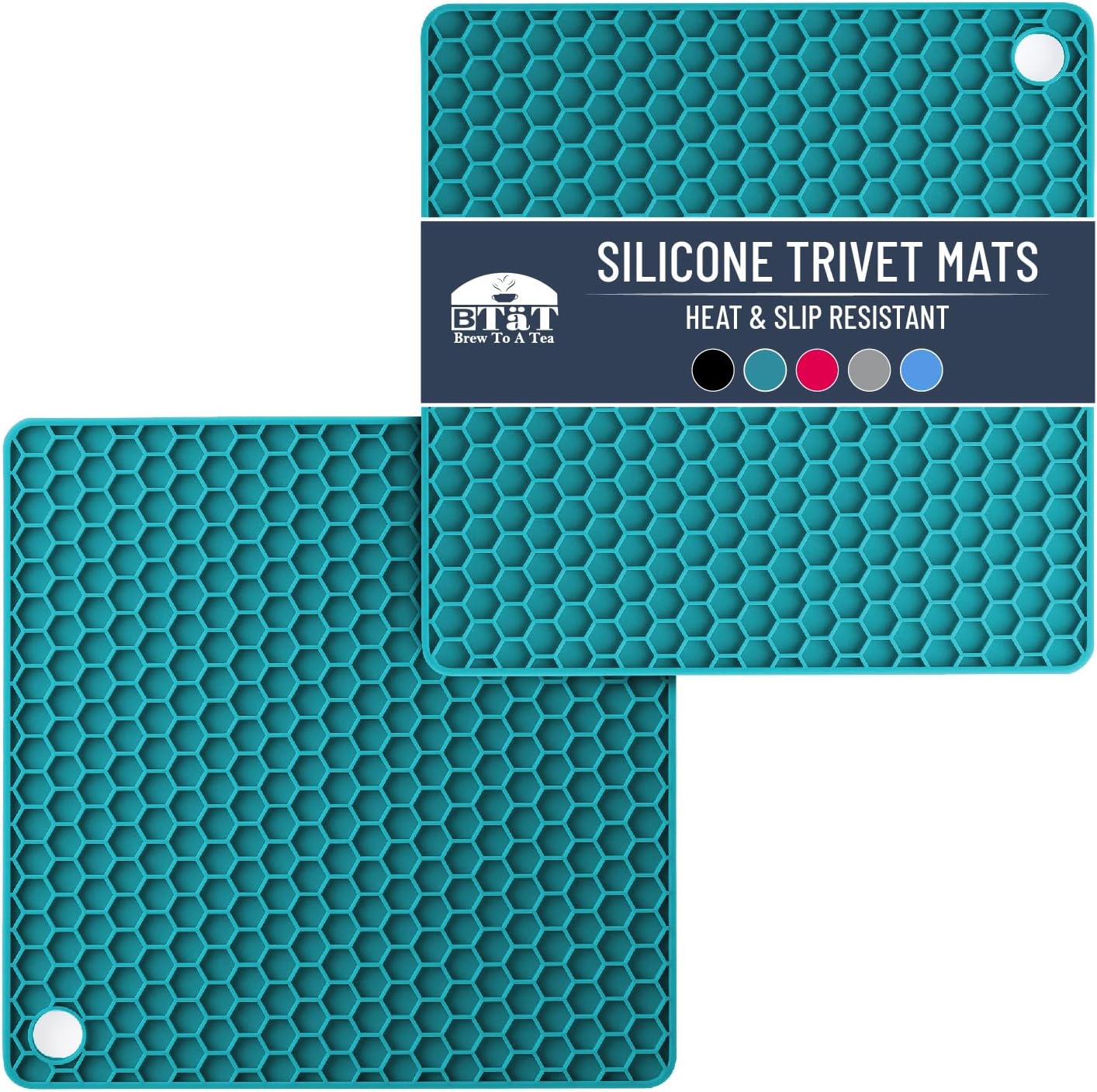 BTaT- Silicone Trivet Mats, 2 Pack, Green Silicone Trivet