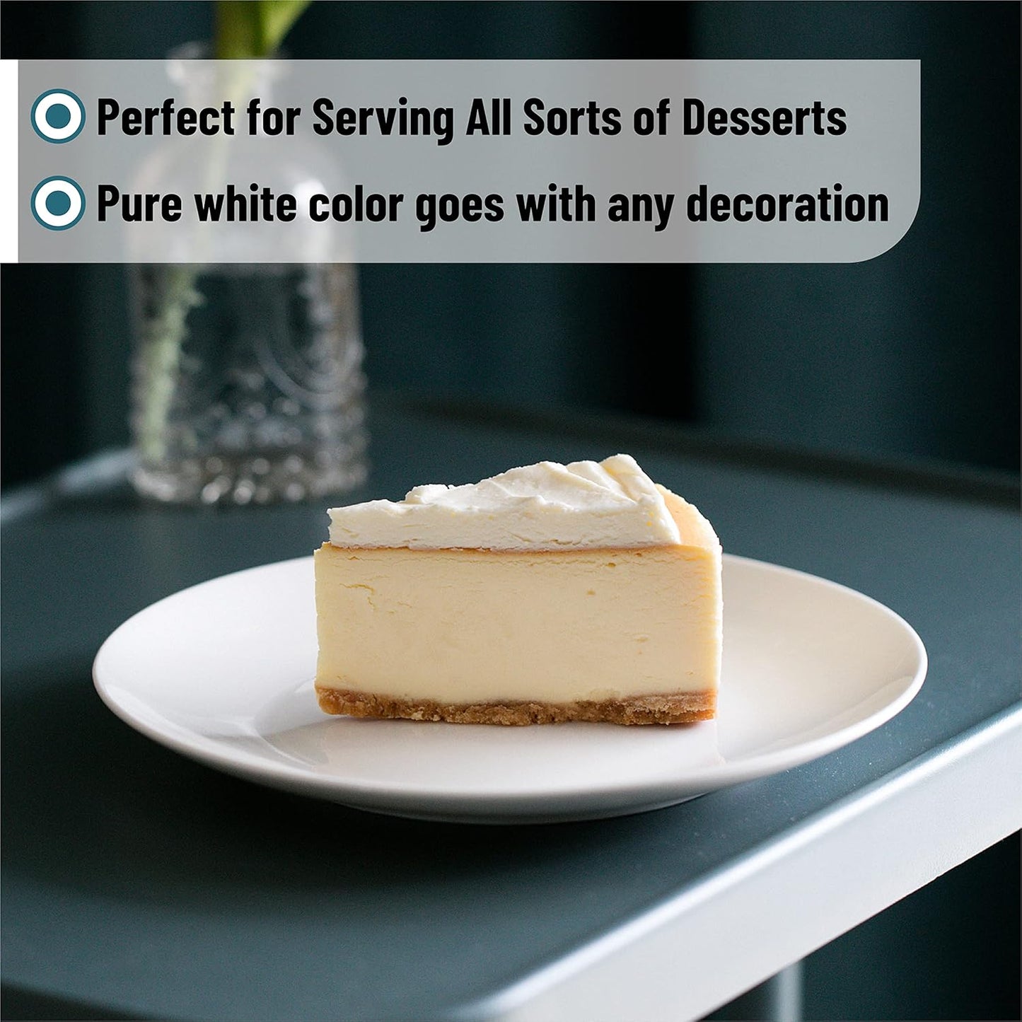 BTaT- White Dessert Plates, 8 inch, Set of 12, Daisy White, Small Plates for Appetizers