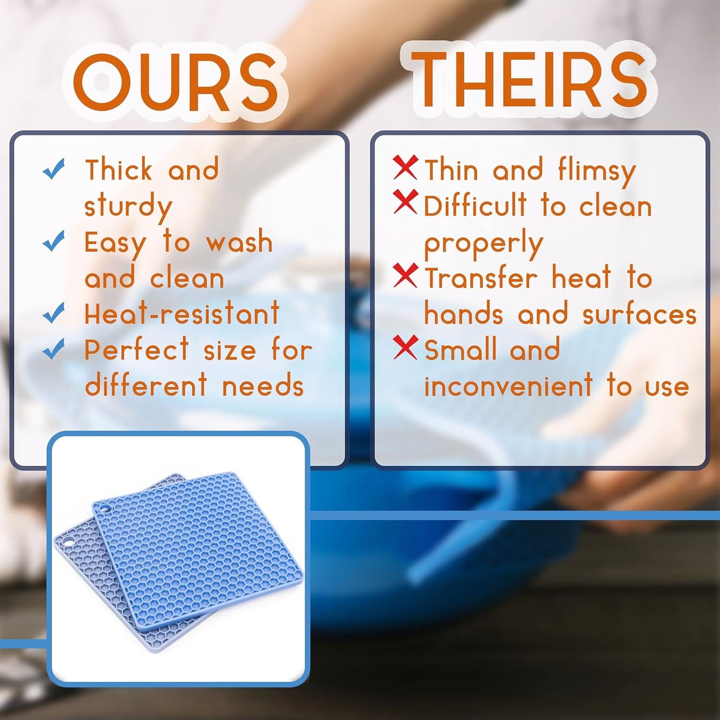 BTaT- Silicone Trivet Mats, 2 Pack, Silicone Trivet, Silicone Hot Pads for Kitchen