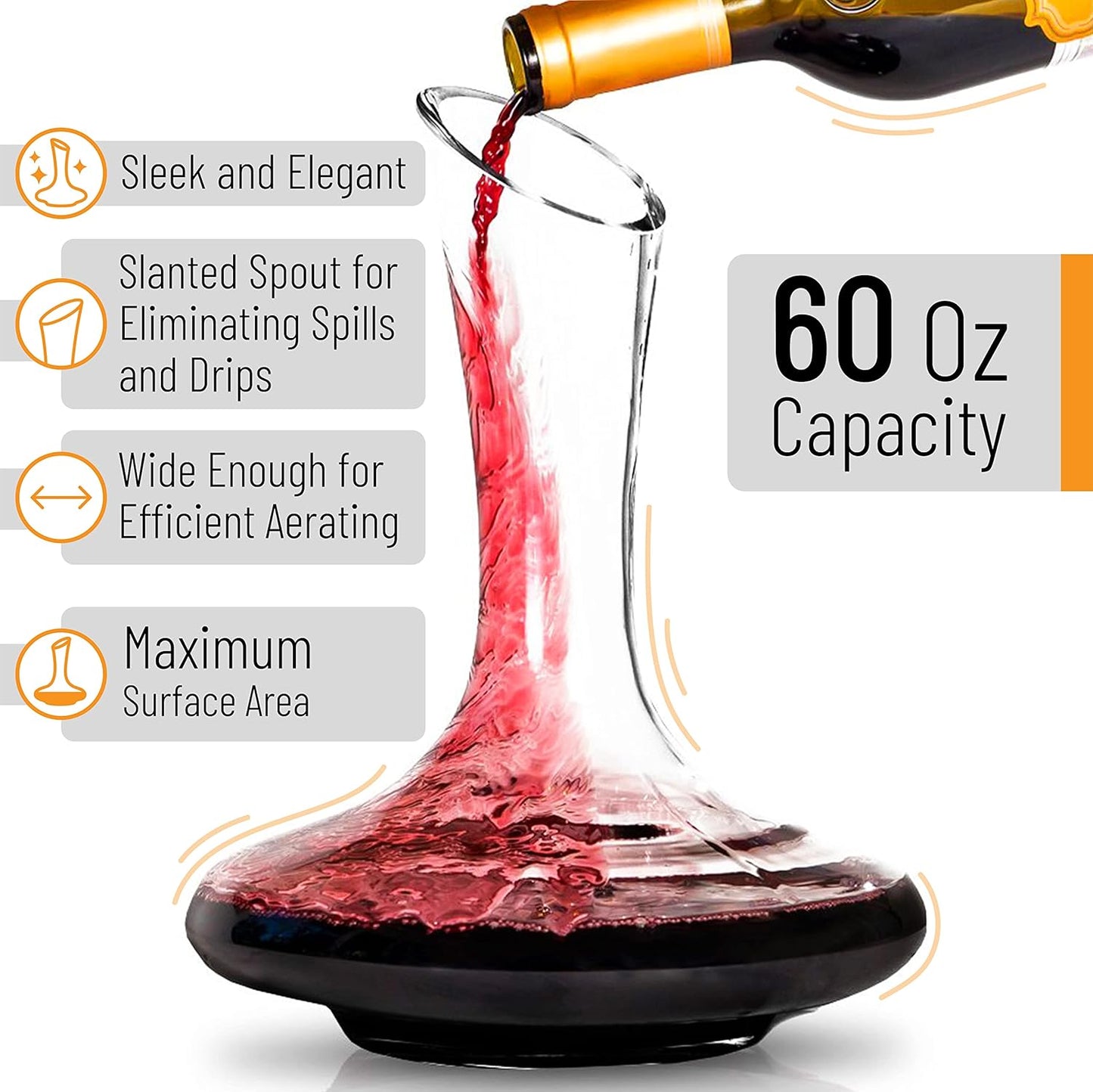 BTaT- XL Decanter with Drying Stand, Stopper, Brush and Beads