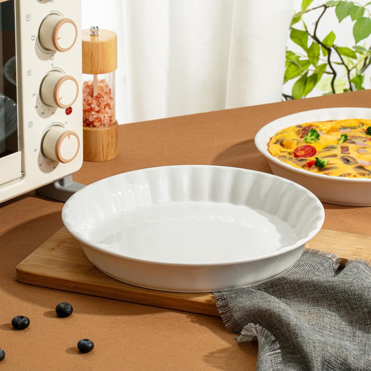 BTAT- Ceramic Pie Dish, 4 pcs, 10.5" and 9.5", White Pie Pans for Baking, Deep Dish Pie Plate, Deep Dish Pie Pan, Deep Pie Dish for Baking