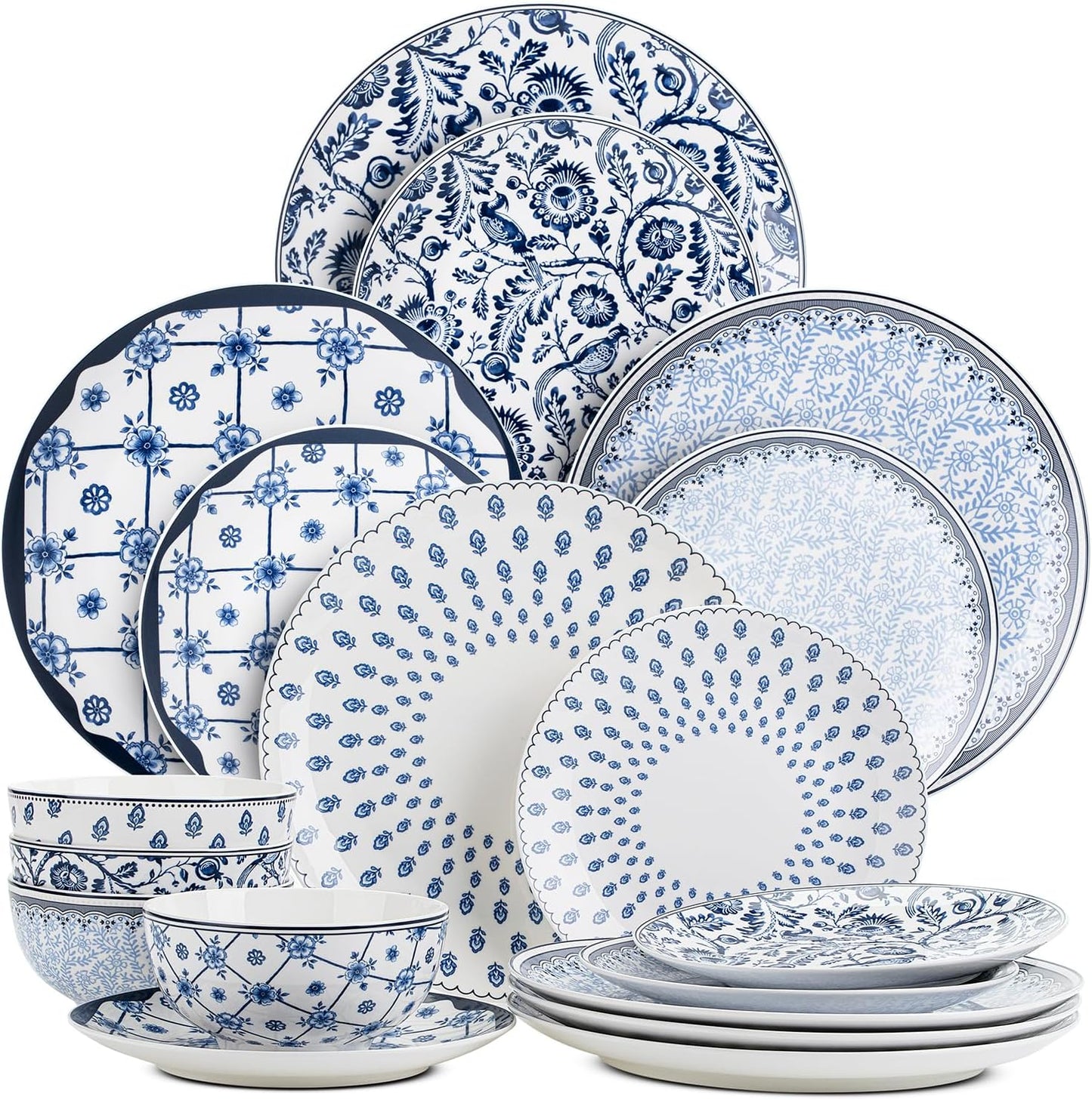 BTaT- Dinnerware Sets for 4, 12 pcs, Ceramic Dinnerware Sets, Plates and Bowls Sets for 4