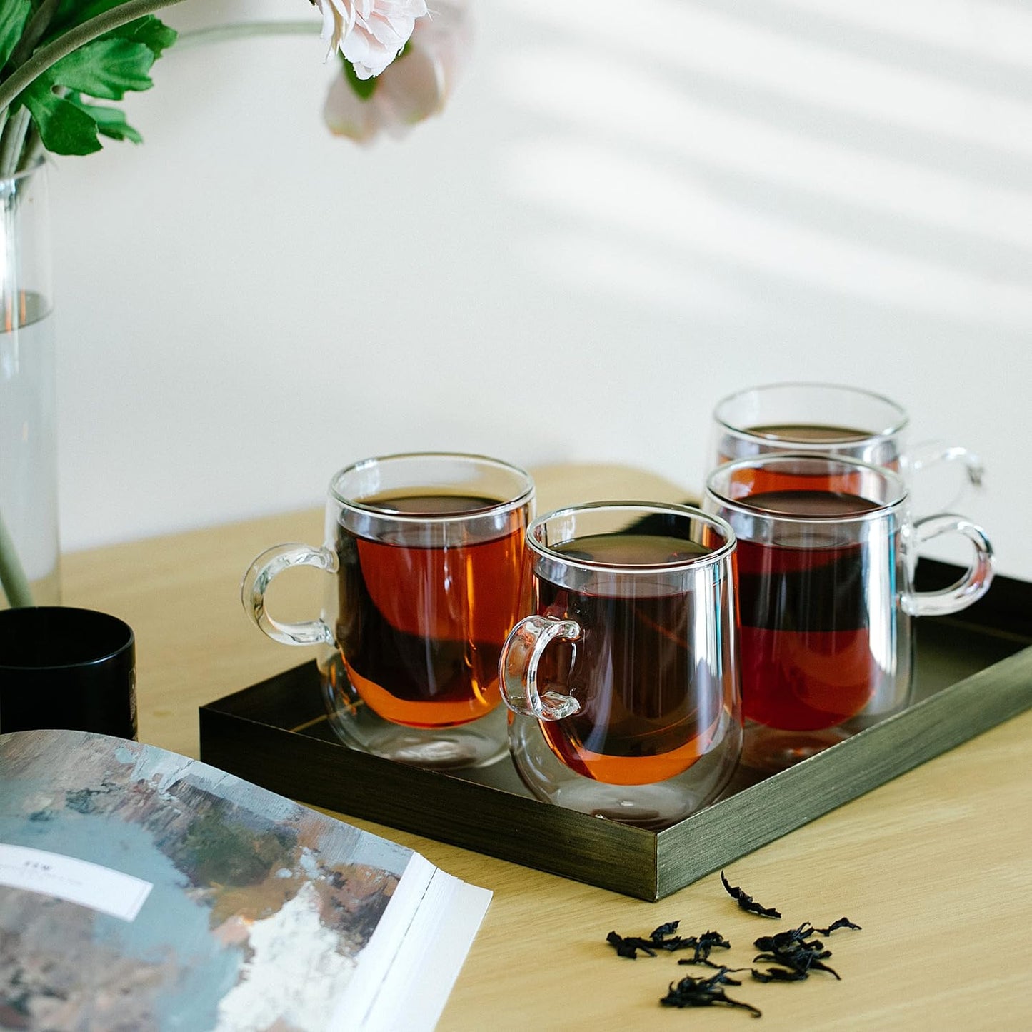 BTaT- Double Wall Glass Coffee Mugs, 8 oz (240ml), Set of 4, Double Glass Coffee Cups