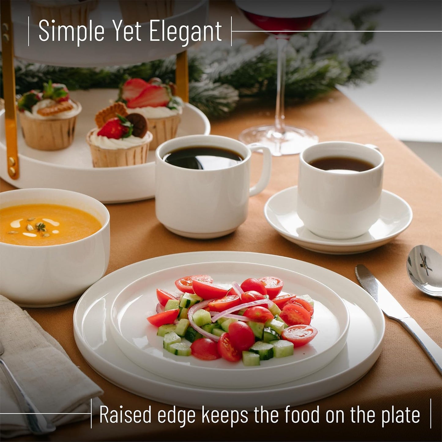 BTaT- White Dessert Plates, 12 Set, 8.2", Small Plates for Appetizers