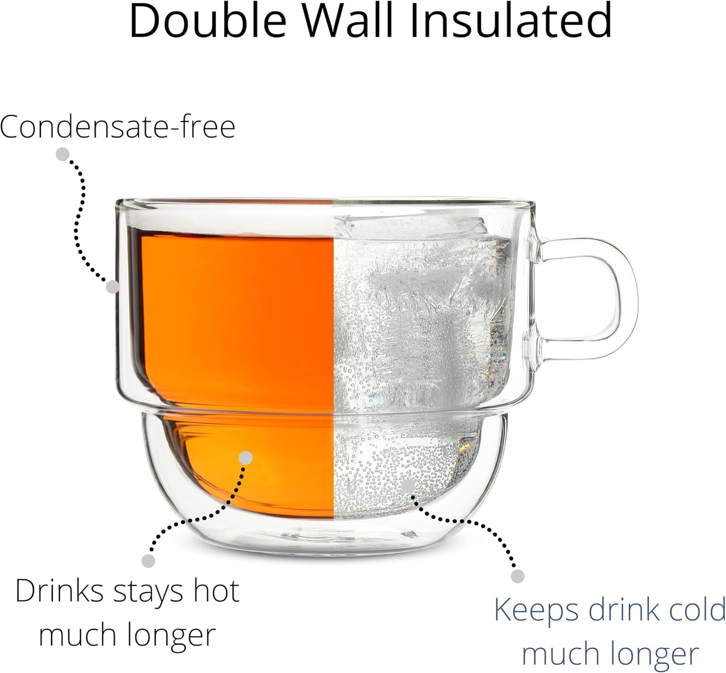 BTaT- Stackable Insulated Coffee Mugs, 4 Pack 16 oz(500 ml)