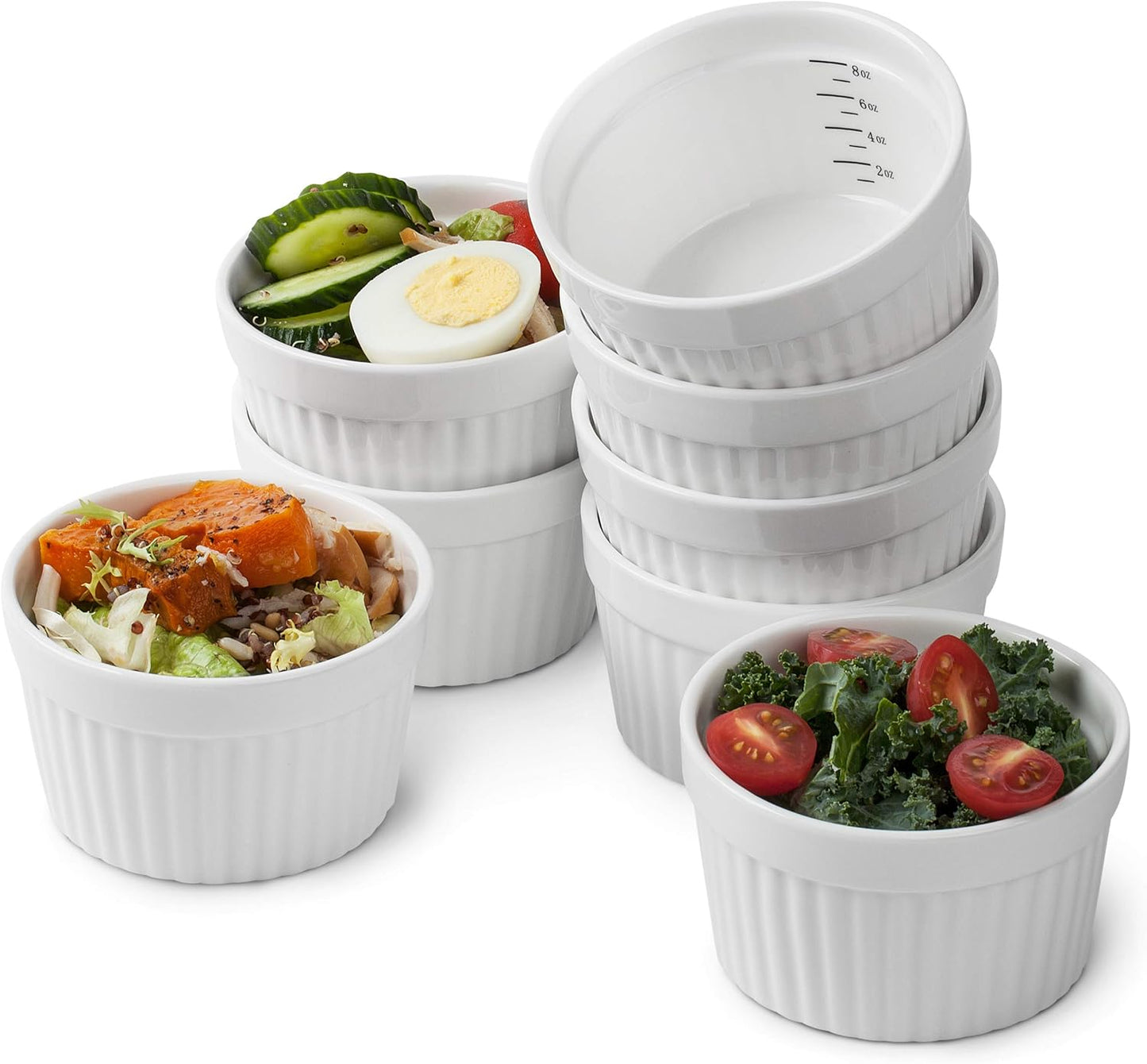 BTaT- Ramekins, 8 oz, Set of 8, Ramekins for Baking, Ramekin with Measurement Markings