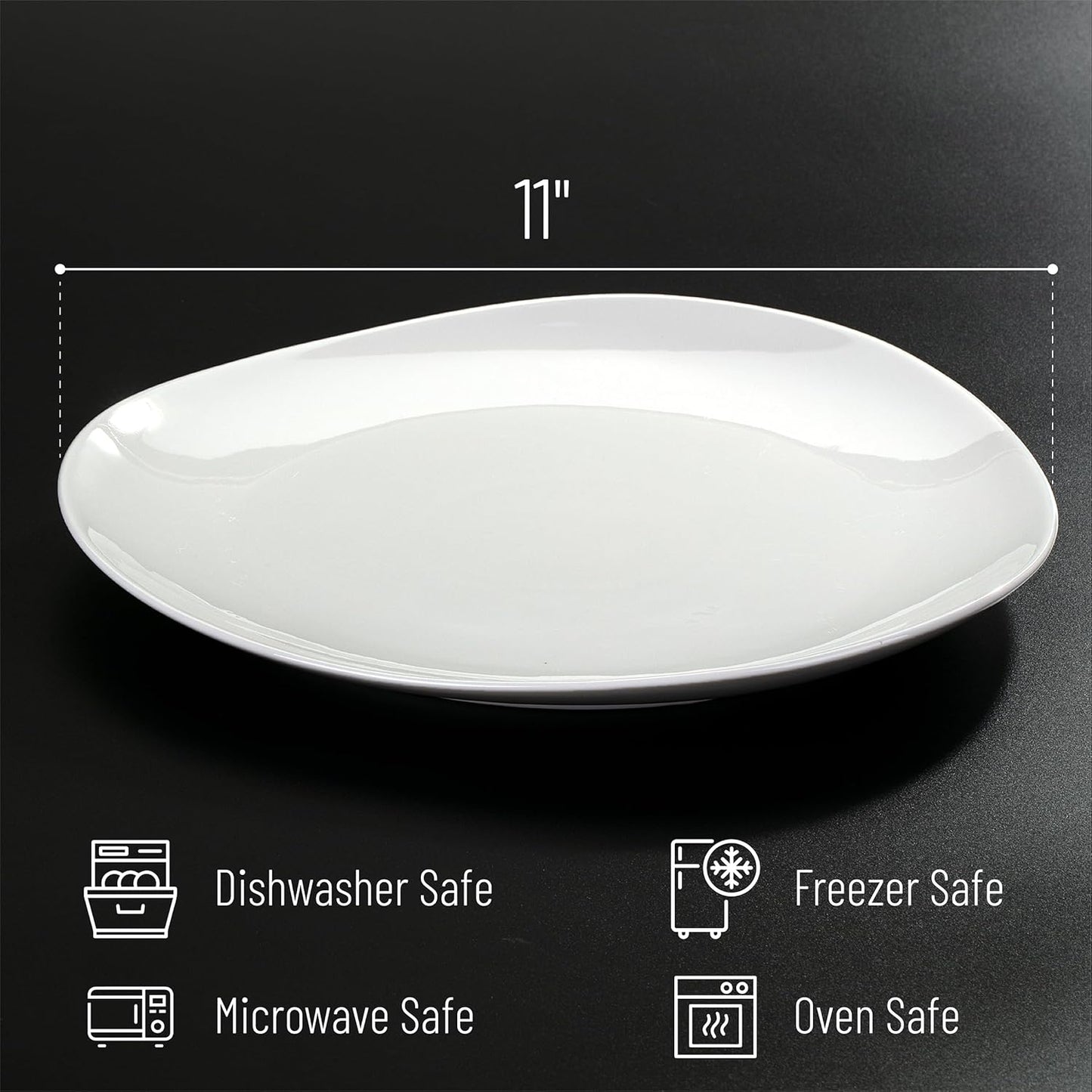 BTaT- White Porcelain Dinner Plates, Set of 6, 11 Inch, White Dishes