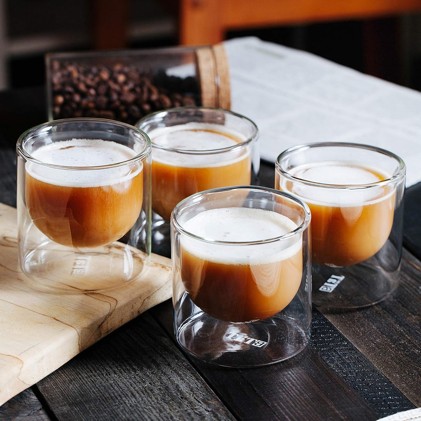 BTaT- Double wall glass, Set of 4, 5 oz (150 ml), Insulated Drinking Glasses
