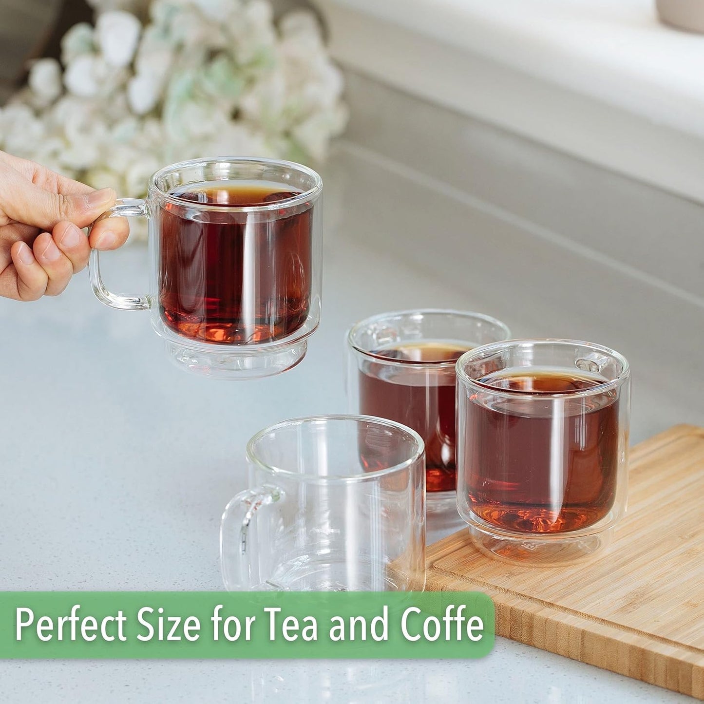 BTaT- Stackable Espresso Cups, Demitasse Cups, Set of 4 (5.0 oz, 150 ml)