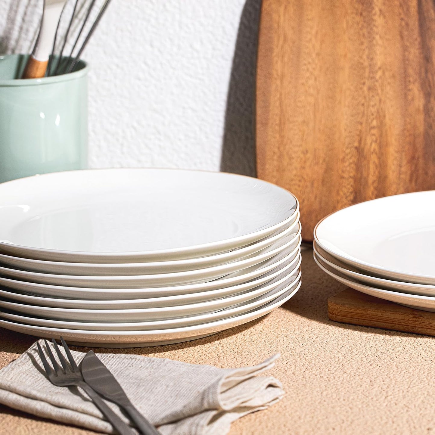 BTaT- White Porcelain Dinner Plates, Set of 12, 10.5", White Dishes