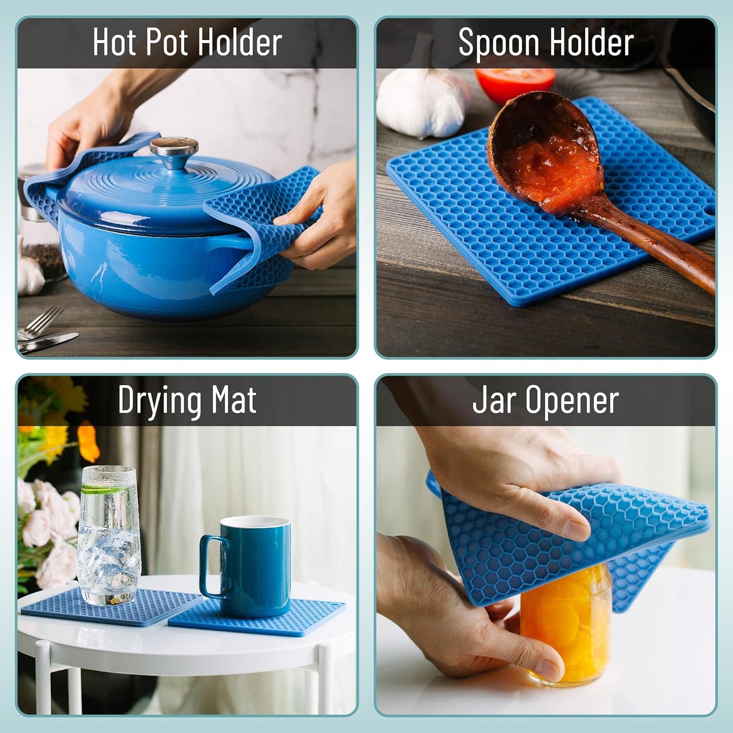 BTaT- Silicone Trivet Mats, 2 Pack, Green Silicone Trivet