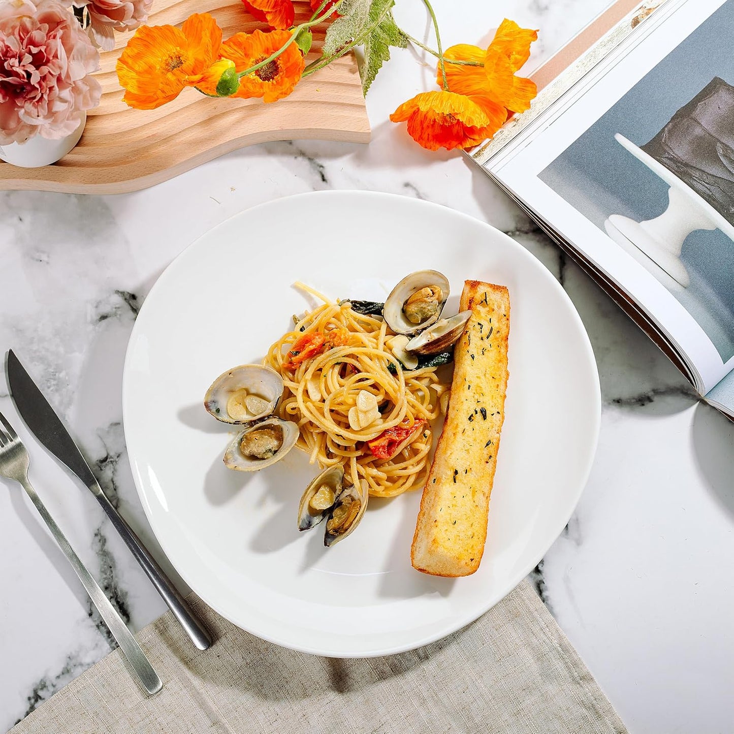 BTaT- White Porcelain Dinner Plates, Set of 6, 11 Inch, White Dishes