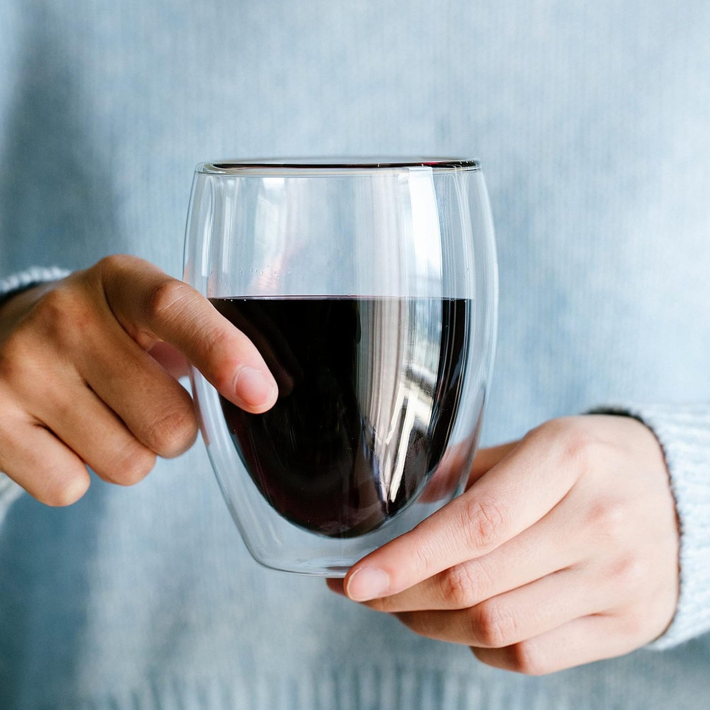 BTaT- Double Wall Wine Glasses, 4 Pack, 12 oz, Wine Glasses, Stemless Wine Glass, Double Wall Glass Cup