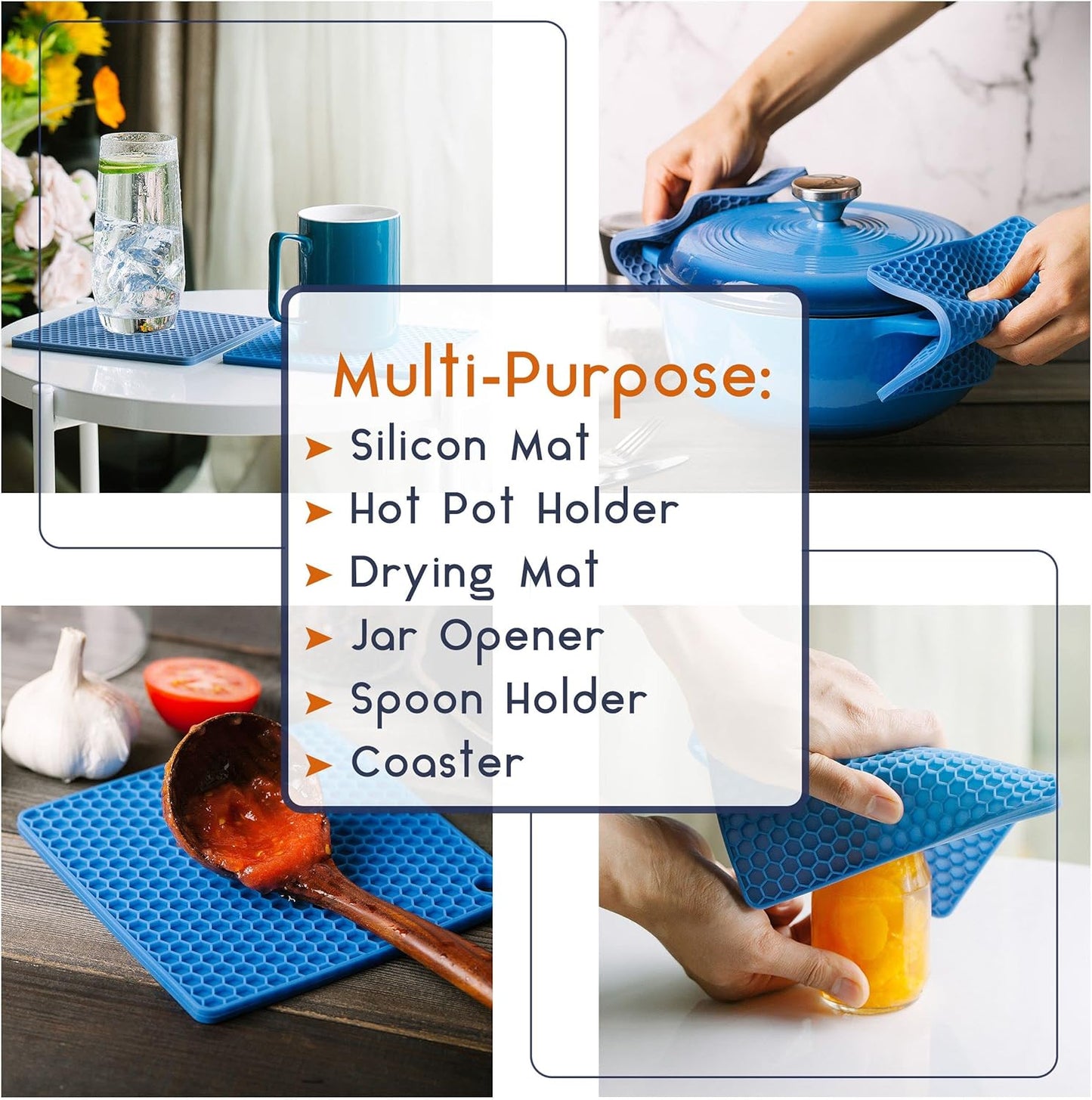 BTaT- Silicone Trivet Mats, 2 Pack, Silicone Trivet, Silicone Hot Pads for Kitchen