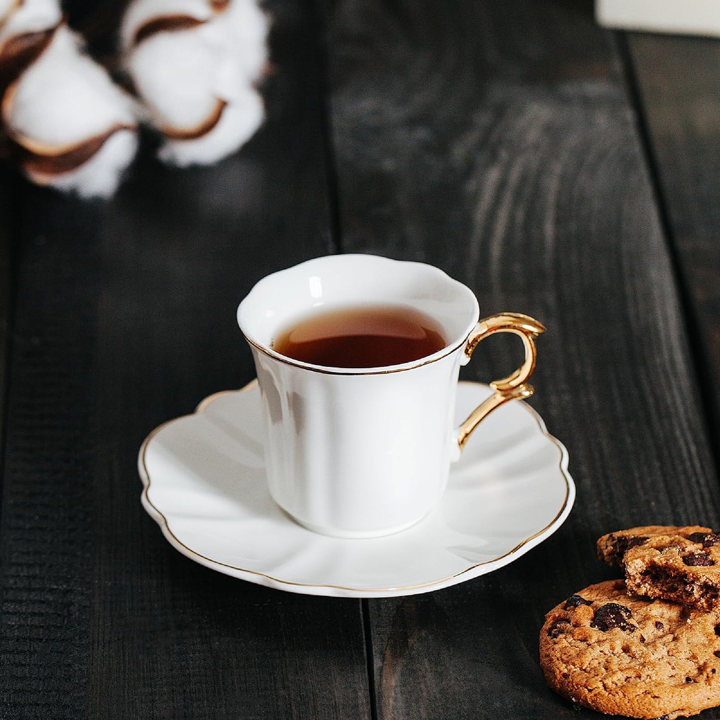 BTaT- Espresso Cups and Saucers with Gift Box, 2.4 oz, Set of 6