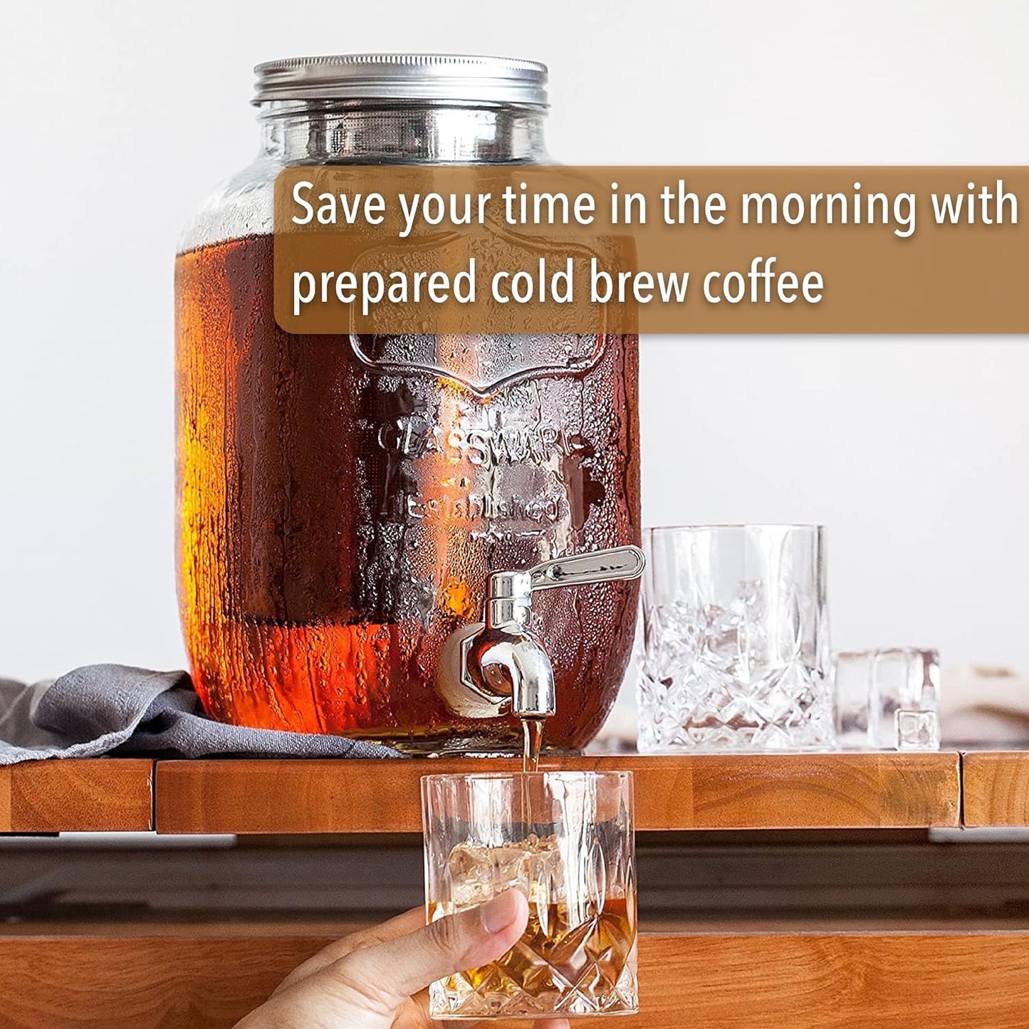 BTaT- Cold Brew Coffee Maker, 1 Gallon, Black, Mason Jar Cold Brew Maker, Cold Brewer Coffee Maker