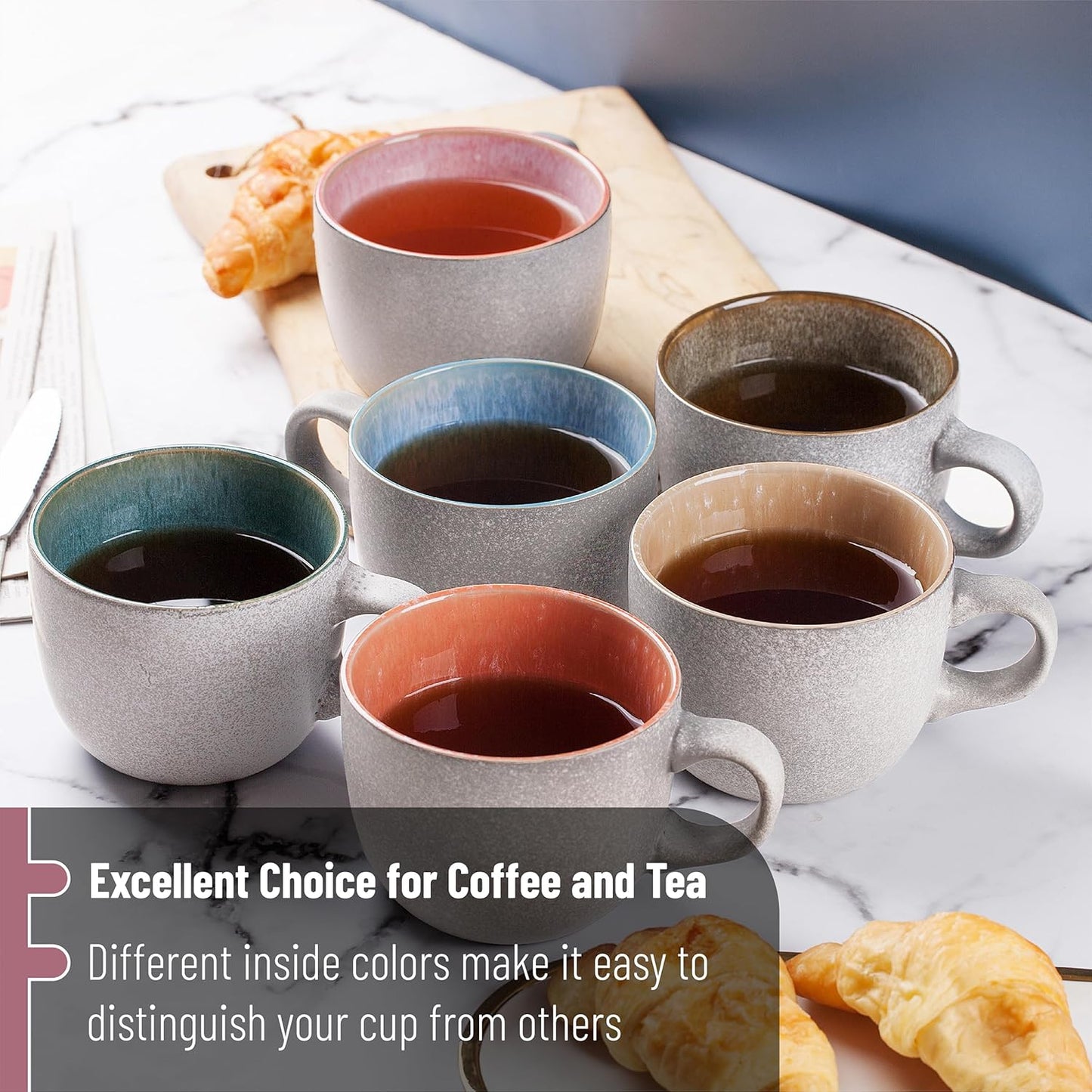 BTaT- Coffee Mugs Set of 6, 14 oz, Coffee Cups Ceramic, Ceramic Coffee Cups, Mug Sets