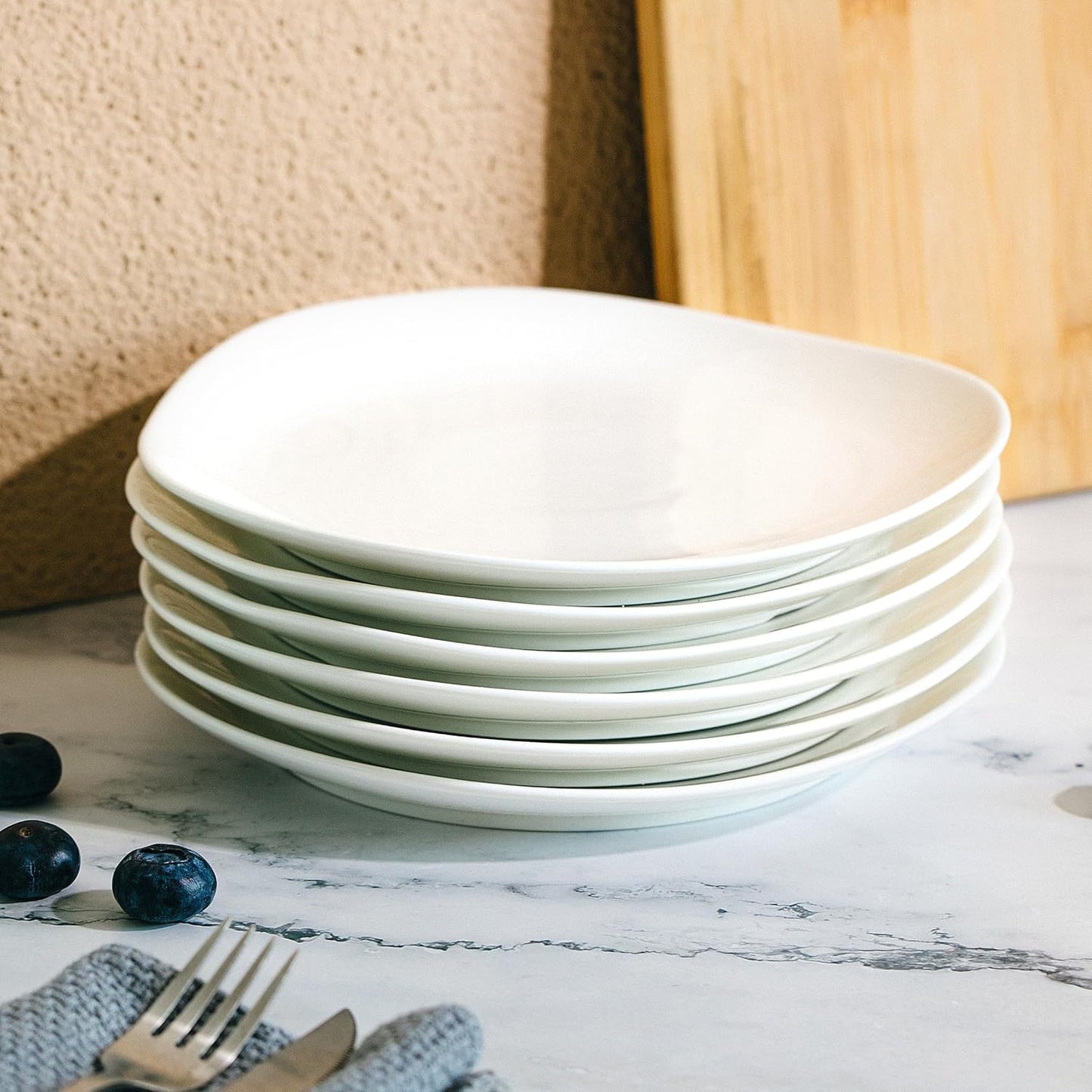 BTaT- White Dessert Plates, Set of 6, 8.3", Small Plates for Appetizers