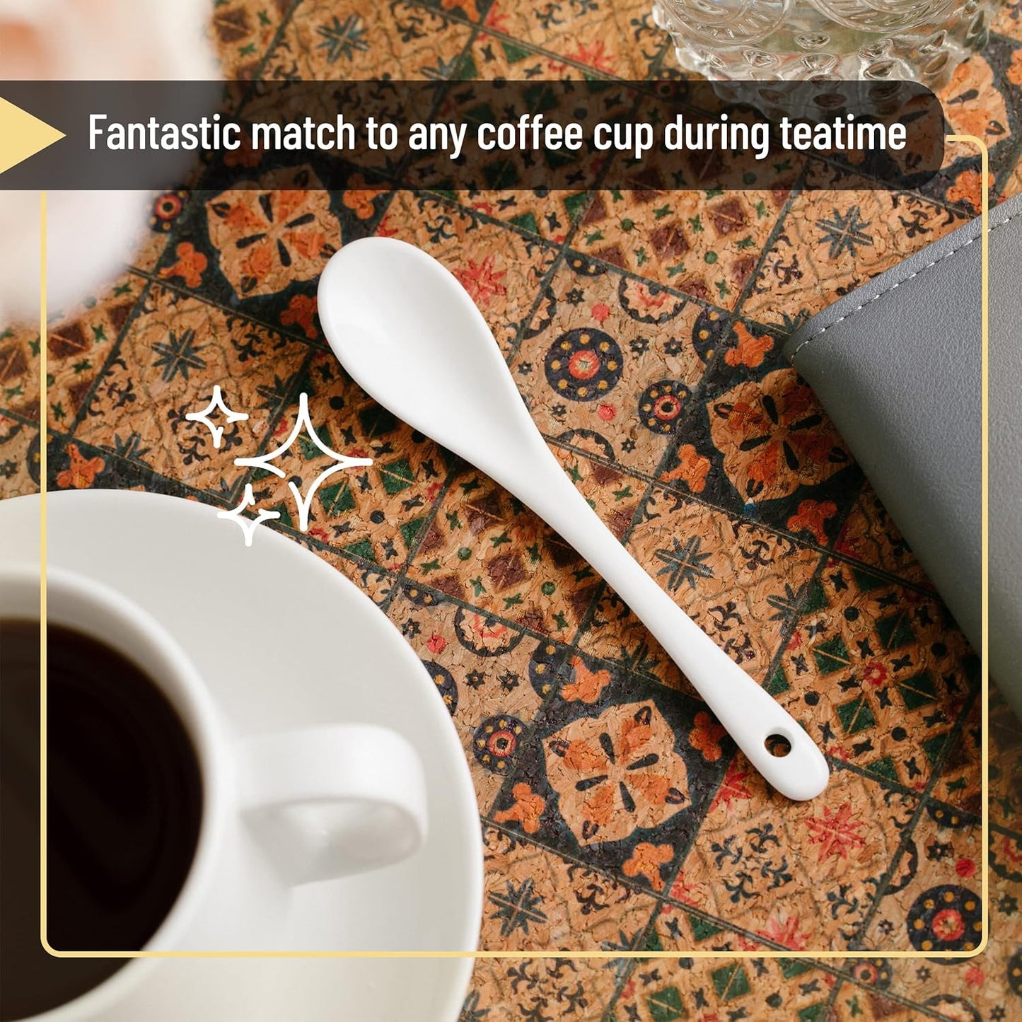 BTaT- Tea Spoon, Set of 12, White Porcelain, Espresso Spoons, Ceramic Spoon, Ceramic Spoons