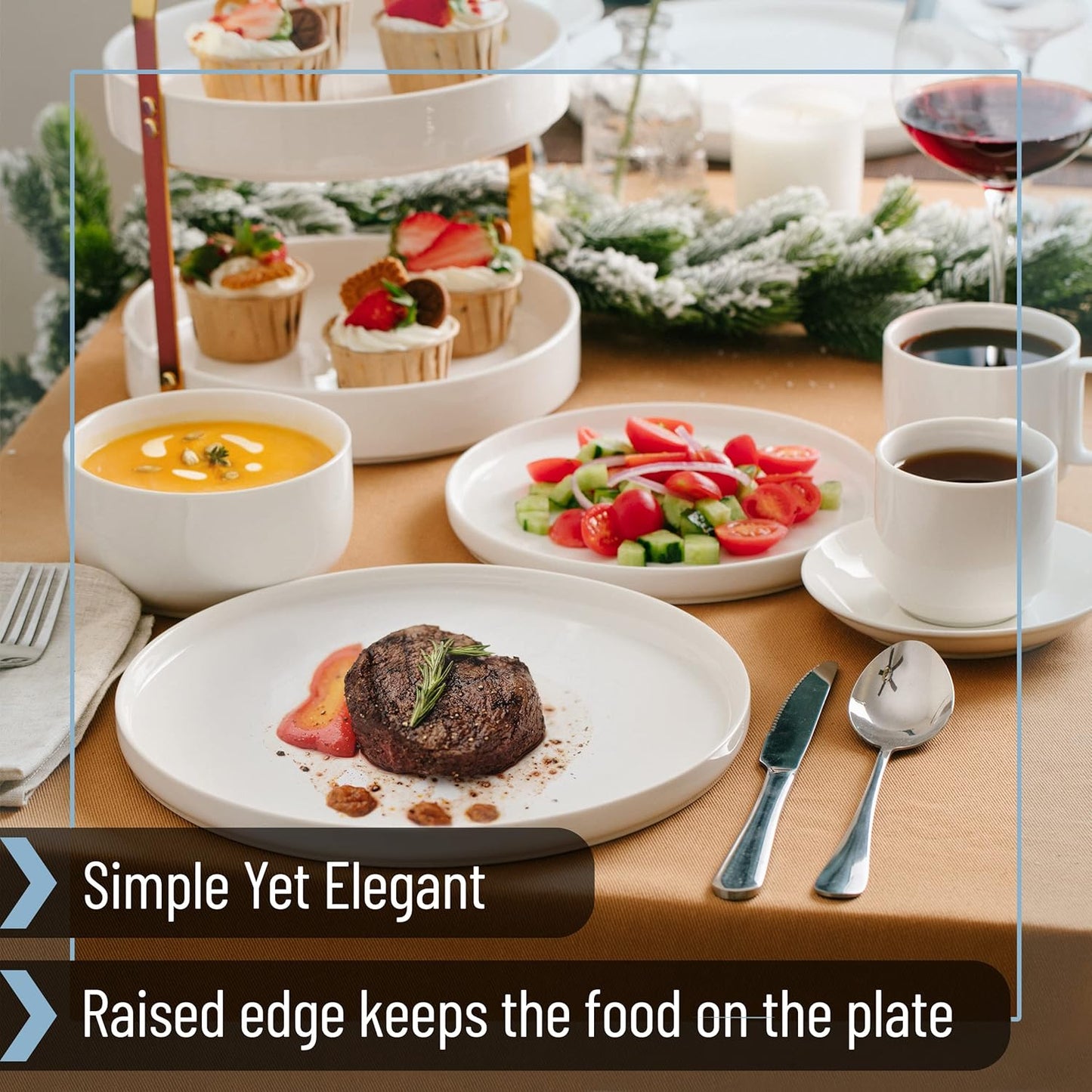 BTaT- White Dinner Plates, Set of 6, 10.6 inch, White Porcelain, White Plate Set