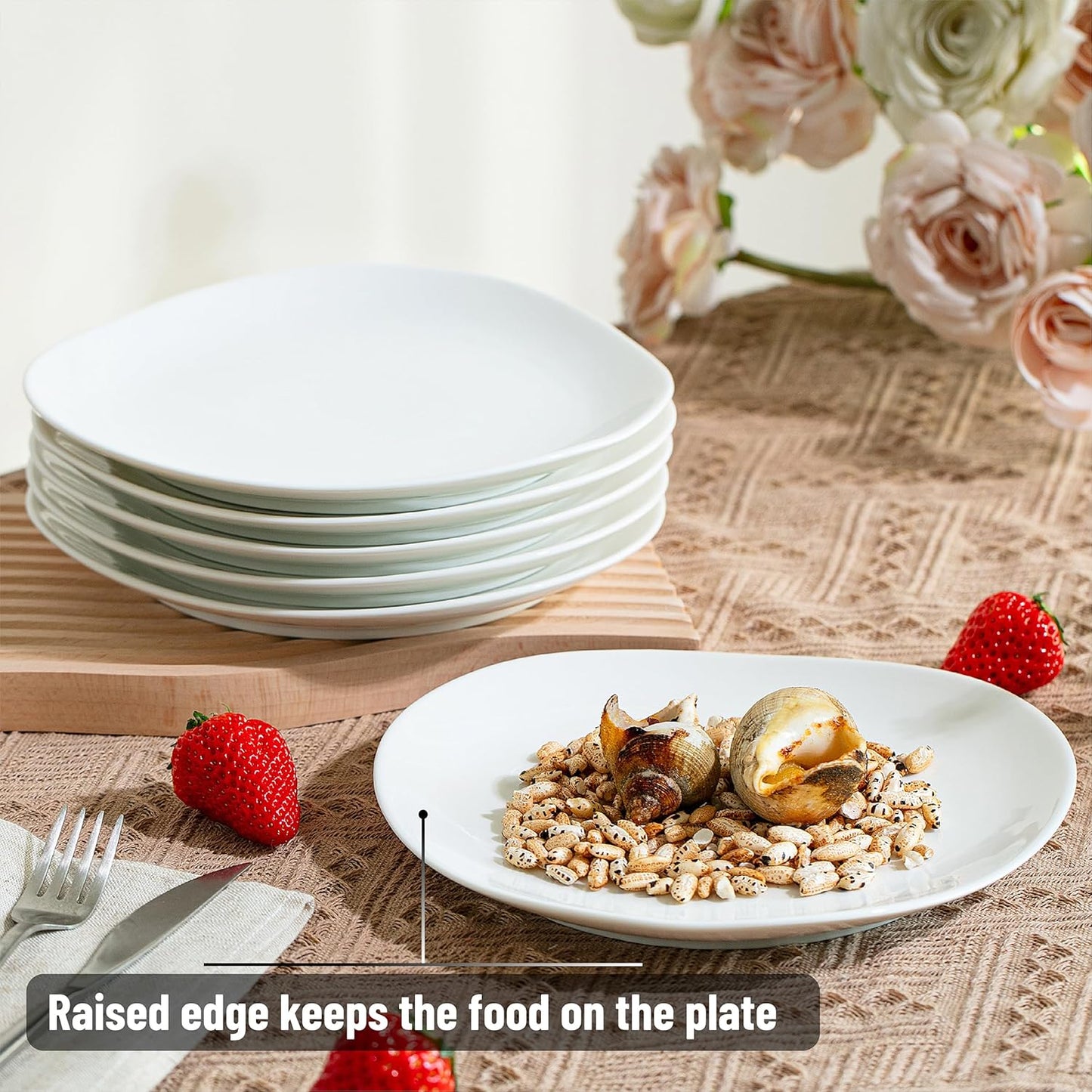 BTaT- White Dessert Plates, Set of 6, 8.3", Small Plates for Appetizers