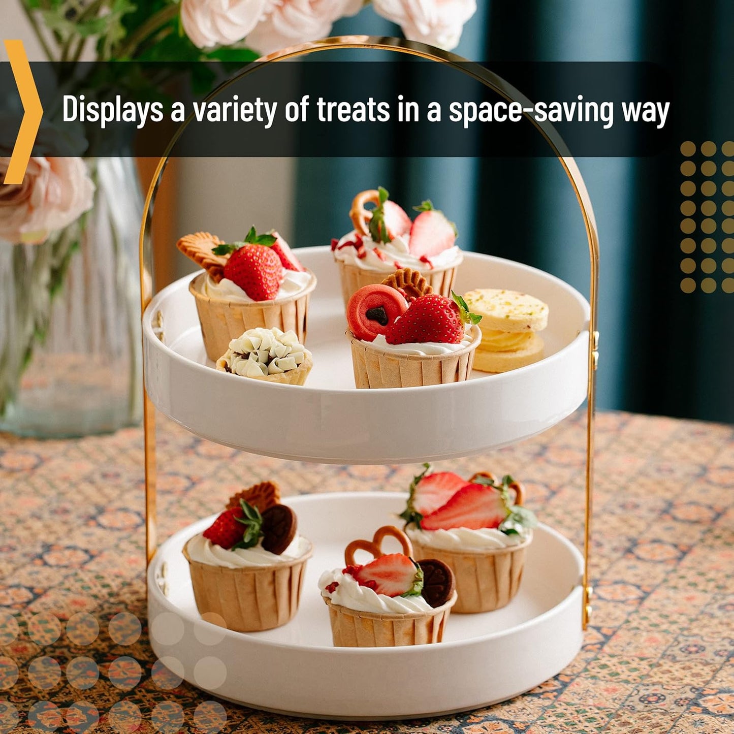 BTaT- Cake Stand 2-Tiers, White Porcelain, Cupcake Stand, Cupcake Holder