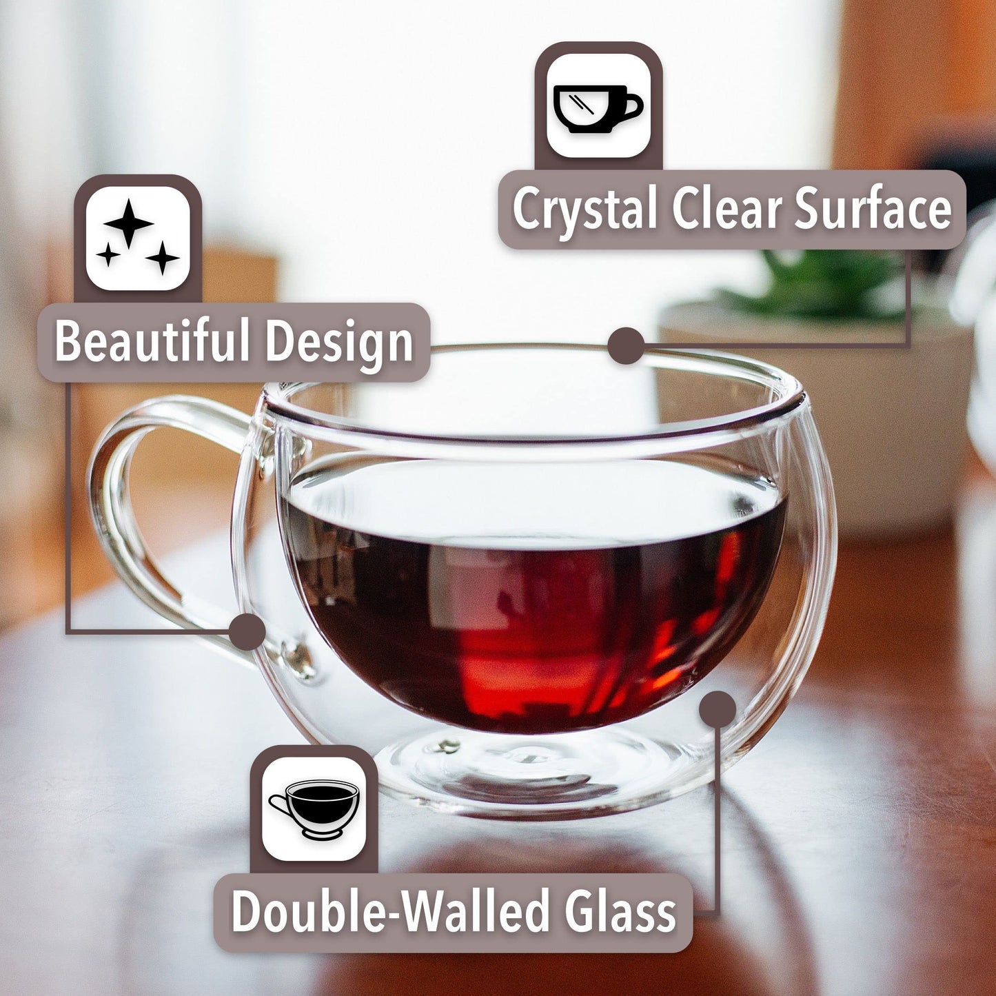 BTaT- Small Espresso Cups, Demitasse Cups, Set of 6 (2.0 oz, 60 ml), Glass Coffee Mugs, Double Wall Glass Cups, Cappuccino Cups, Latte Cups, Clear Coffee Cup, Tea Glass