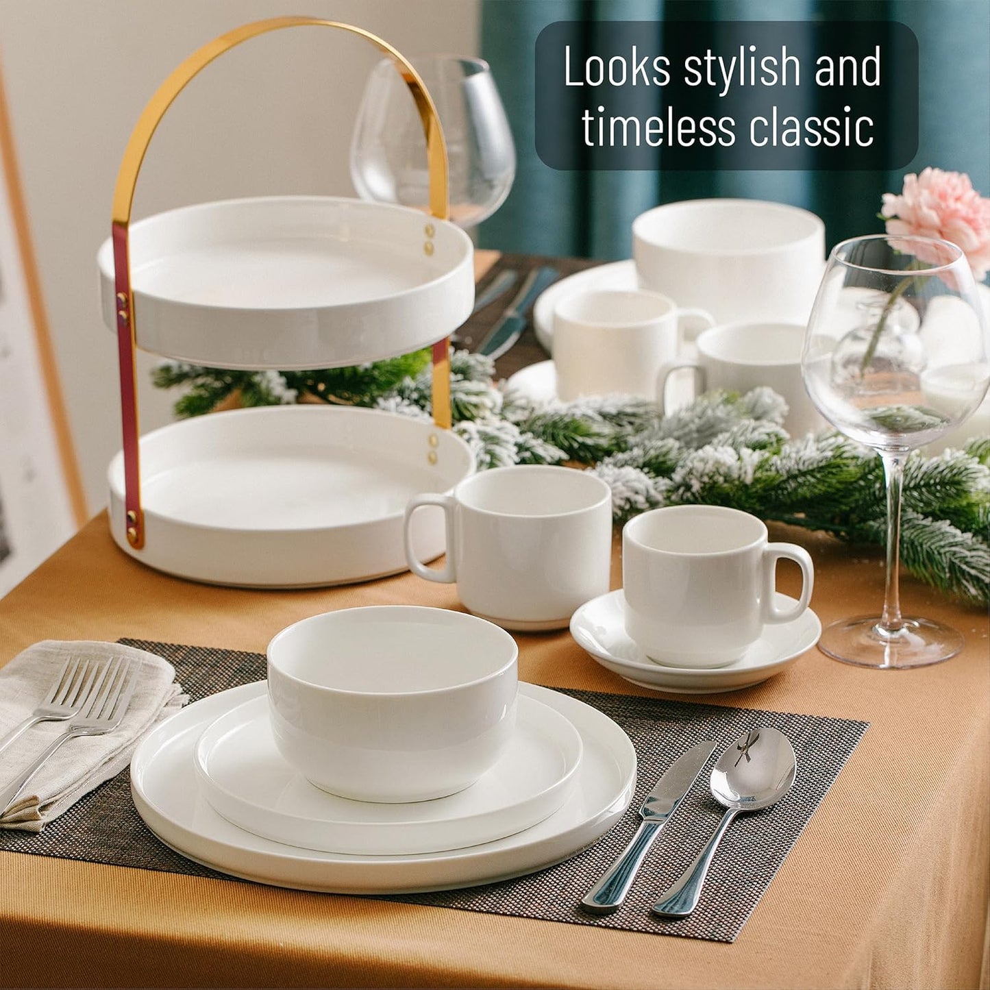 BTaT- White Dessert Plates, 12 Set, 8.2", Small Plates for Appetizers