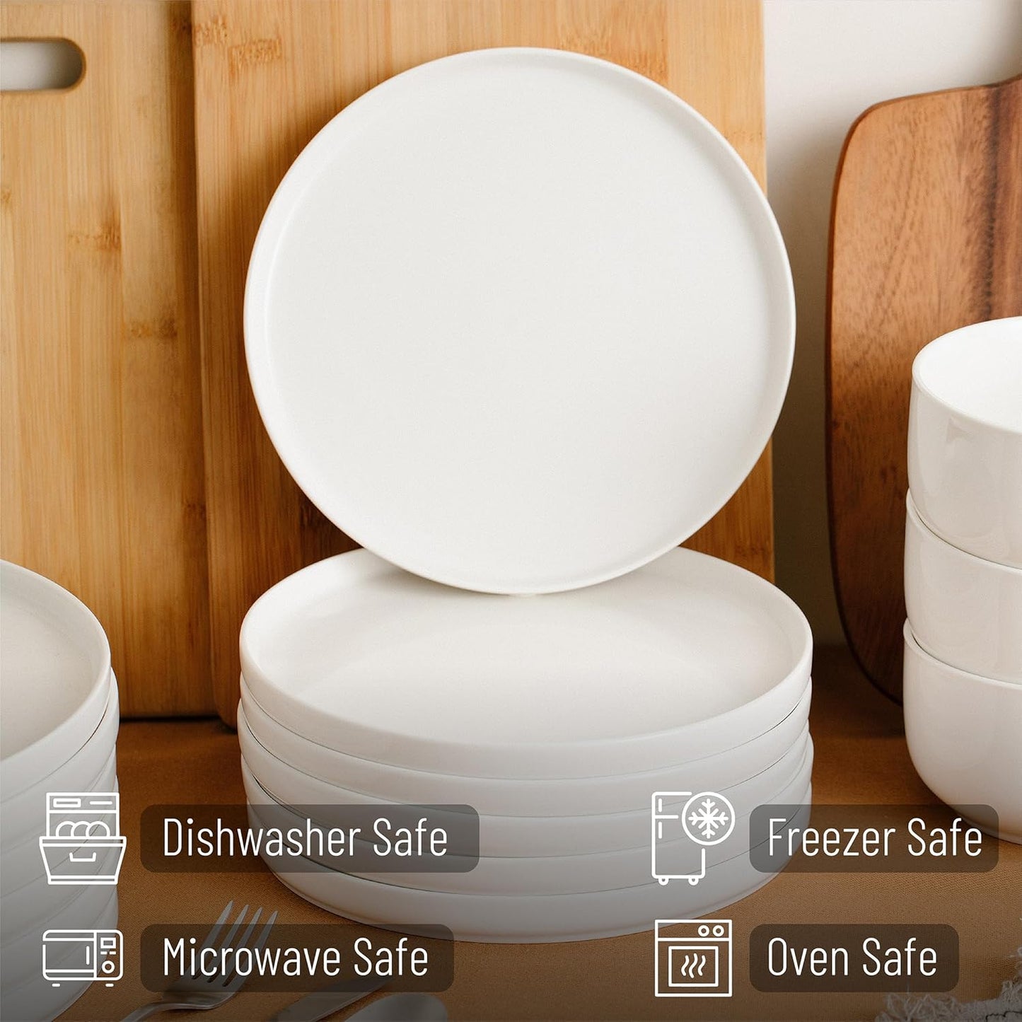 BTaT- White Dessert Plates, 12 Set, 8.2", Small Plates for Appetizers