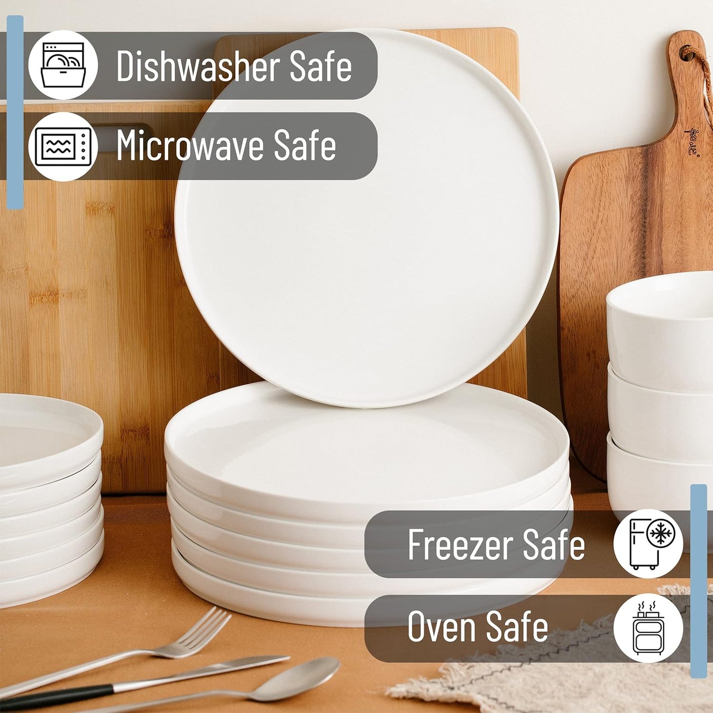 BTaT- White Dinner Plates, Set of 6, 10.6 inch, White Porcelain, White Plate Set