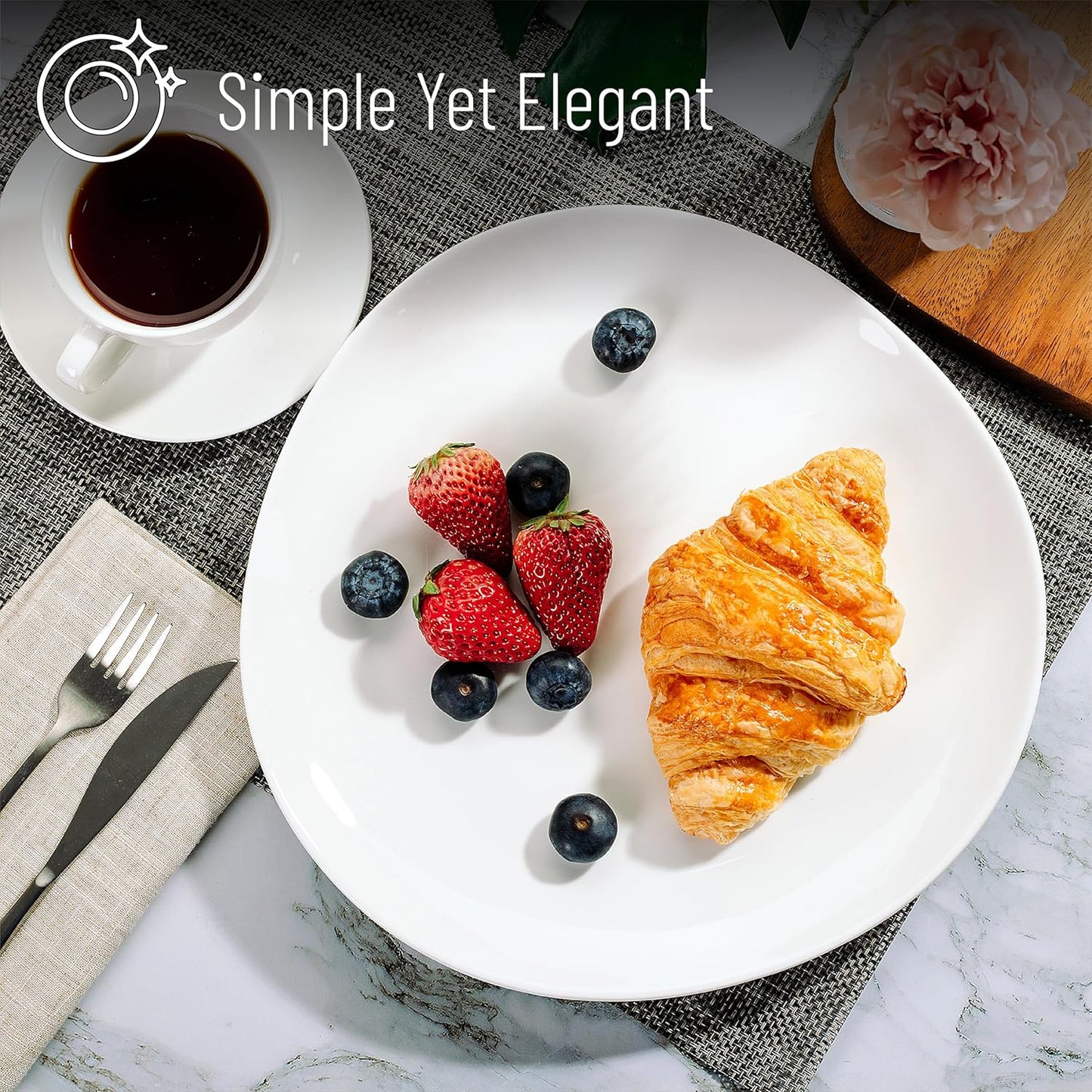 BTaT- White Porcelain Dinner Plates, Set of 6, 11 Inch, White Dishes