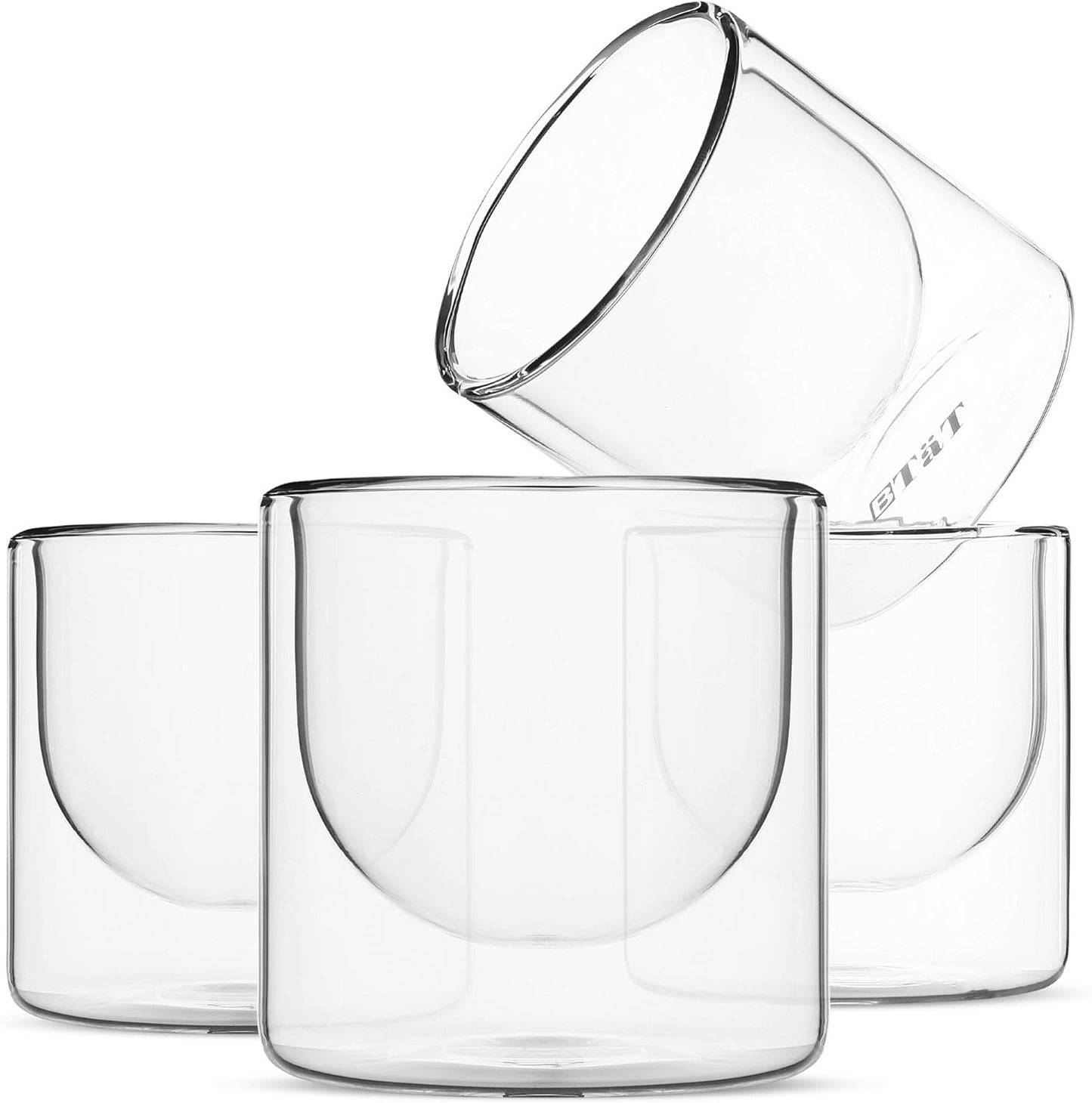 BTaT- Double wall glass, Set of 4, 5 oz (150 ml), Insulated Drinking Glasses