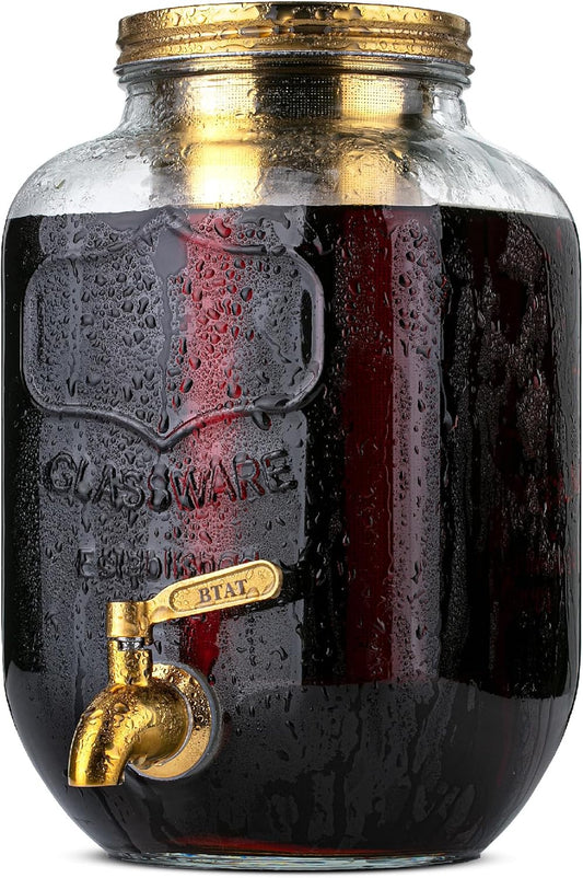 BTaT- Cold Brew Coffee Maker, 1 Gallon, Gold, Mason Jar Cold Brew Maker