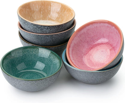 Brew To A Tea BTaT- Ceramic Dipping Bowls, 3.5 Oz, Set of 6, Colorful Small Bowls