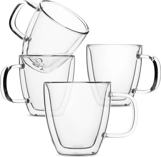 BTaT- Espresso Cups, Espresso Coffee Cups, Set of 4 (5 oz, 150 ml), Glass Coffee Mugs