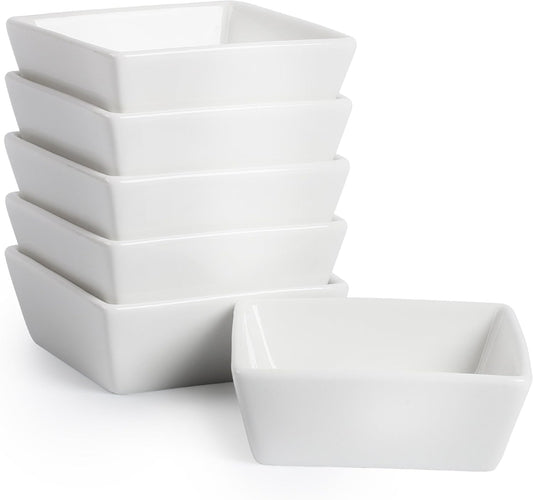 BTaT- Ramekins, Square, 4 oz, Set of 6, Oven Safe Ramekins, Creme Brulee Ramekins