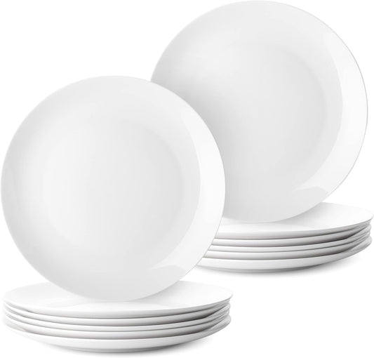 BTaT- White Dinner Plates, 10.5 inch, Set of 12, White Plates, White Dinner Plates Bulk