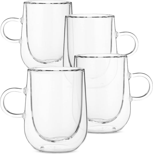 BTaT- Double Wall Glass Coffee Mugs, 5 oz (150ml), Set of 4, Double Glass Coffee Cups