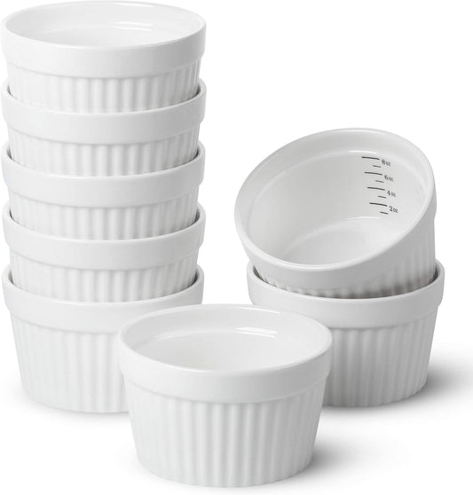 BTaT- Ramekins, 8 oz, Set of 8, Ramekins for Baking, Ramekin with Measurement Markings