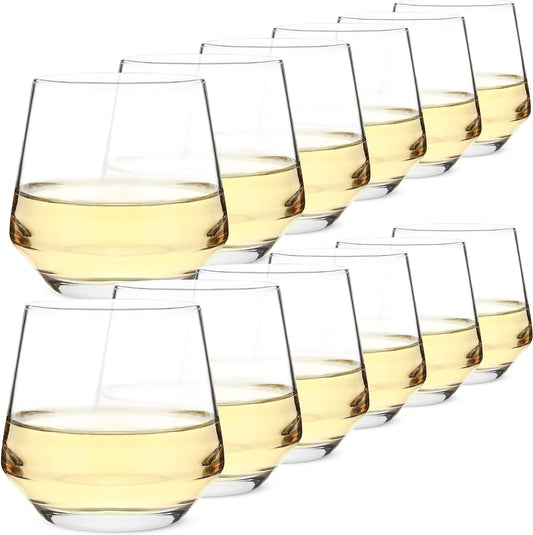 BTaT- Stemless Wine Glass, 12 oz, Set of 12, Stemless Wine Glasses