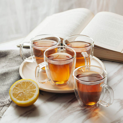 BTaT- Small Espresso Cups, Demitasse Cups, Set of 6 (2.0 oz, 60 ml), Glass Coffee Mugs, Double Wall Glass Cups, Cappuccino Cups, Latte Cups, Clear Coffee Cup, Tea Glass