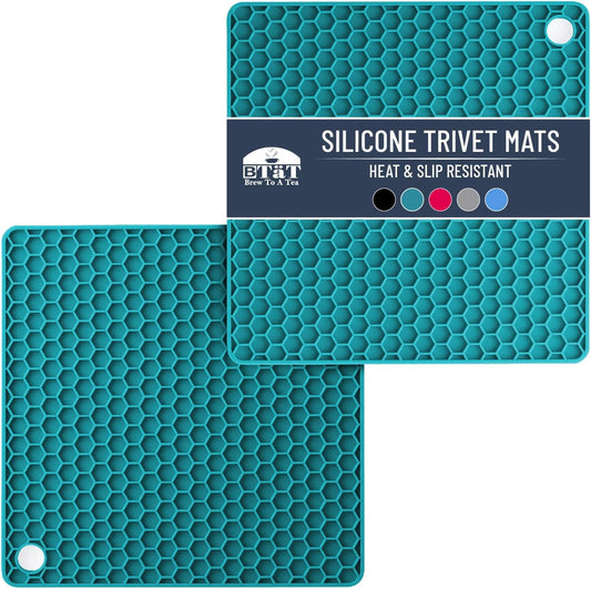 BTaT- Silicone Trivet Mats, 2 Pack, Green Silicone Trivet